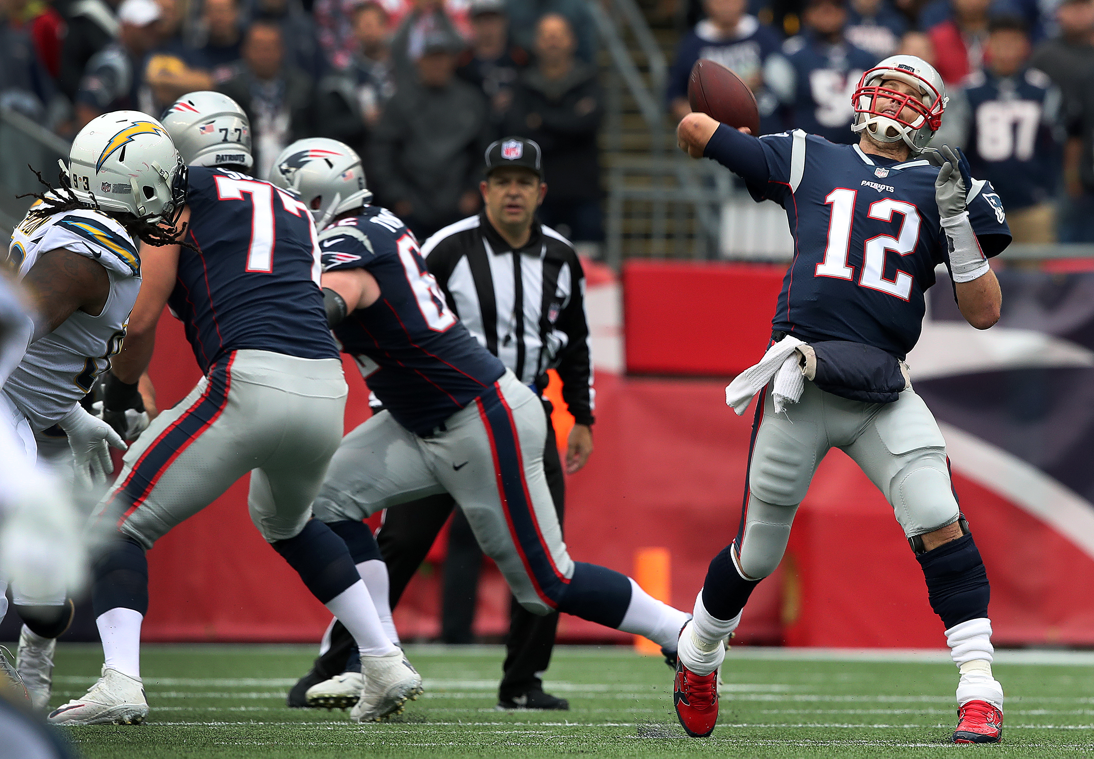The offensive line gave Tom Brady some room to work with.