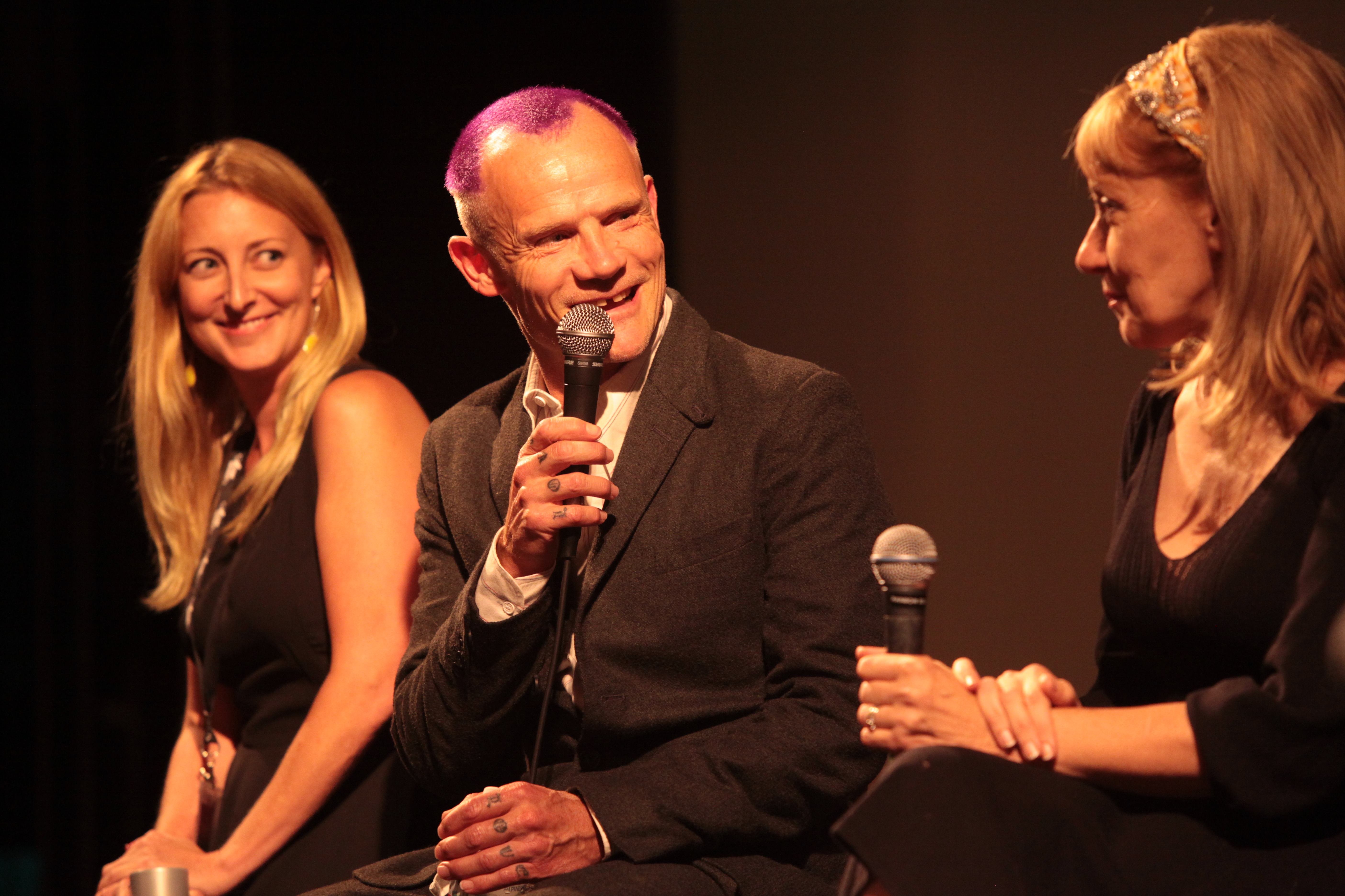 Red Hot Chili Peppers bassist Flea with “Low Down” production supervisor Amy Green (left) and film co-writer Amy Albany.