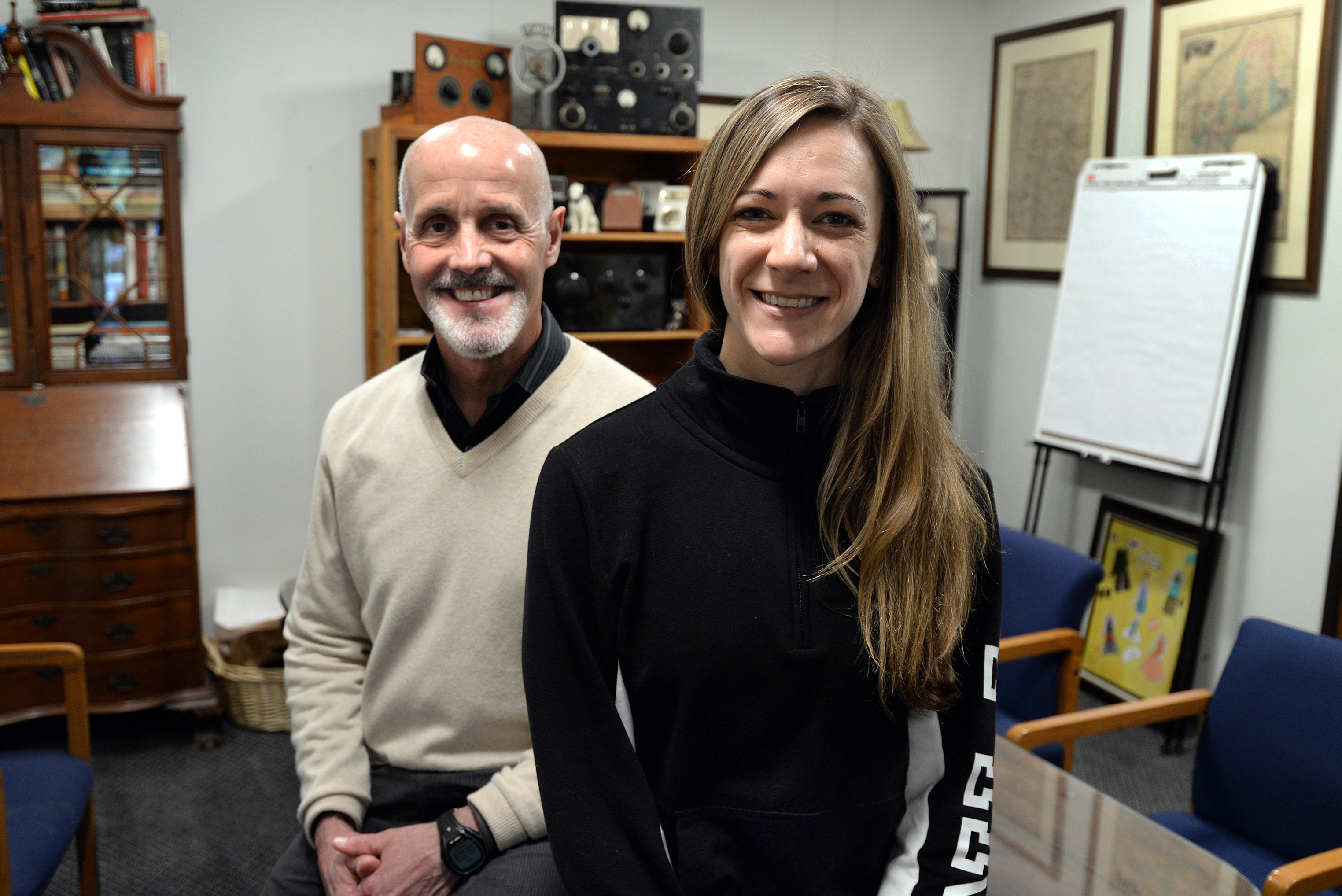 Station executive director Jim Bunnell (left) and assistant executive director Anna Dunbar. “Our programming is tailored to what our listeners have told us they need,’’ said Bunnell.