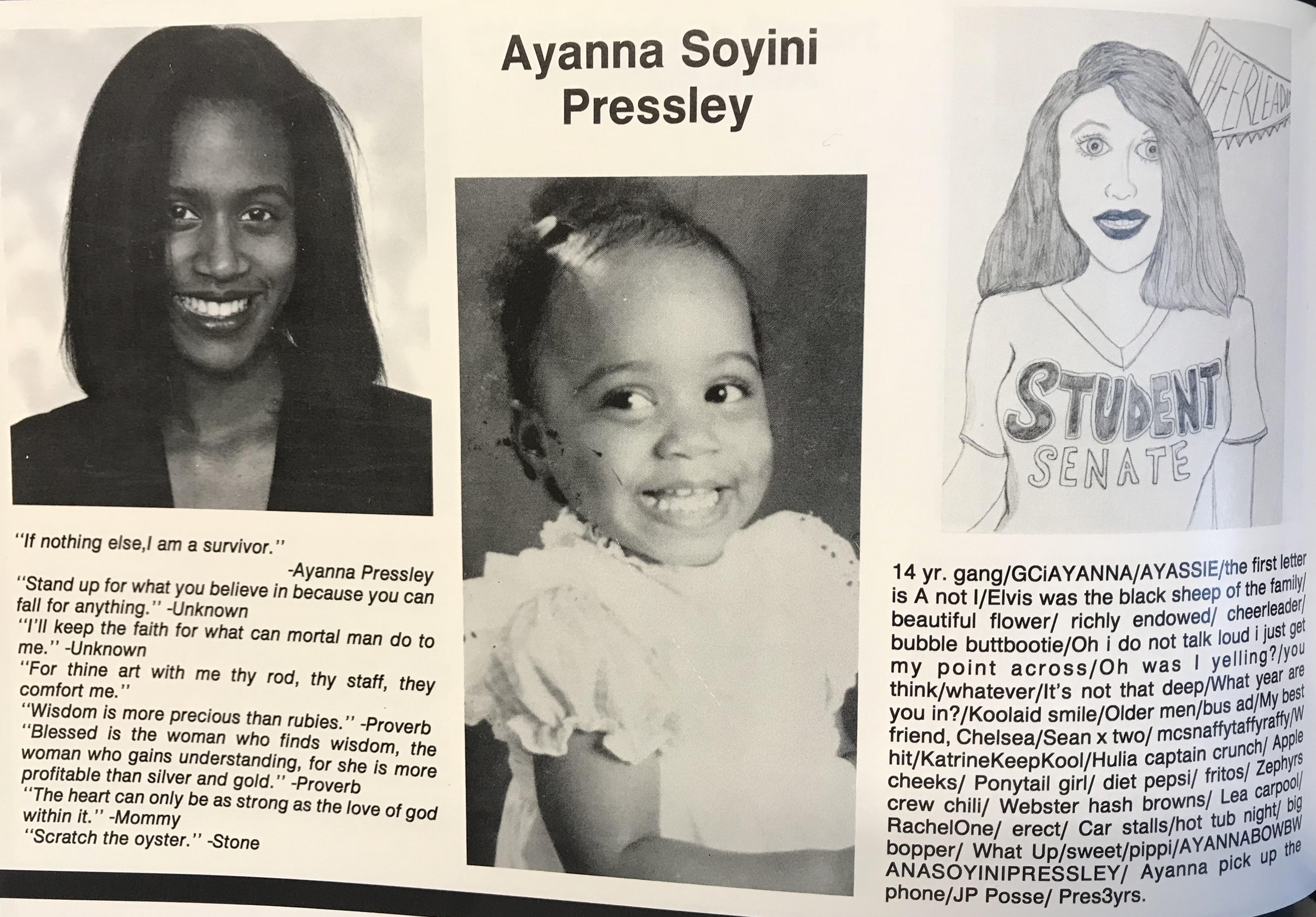 Ayanna Pressley in her Francis W. Parker School yearbook in Chicago