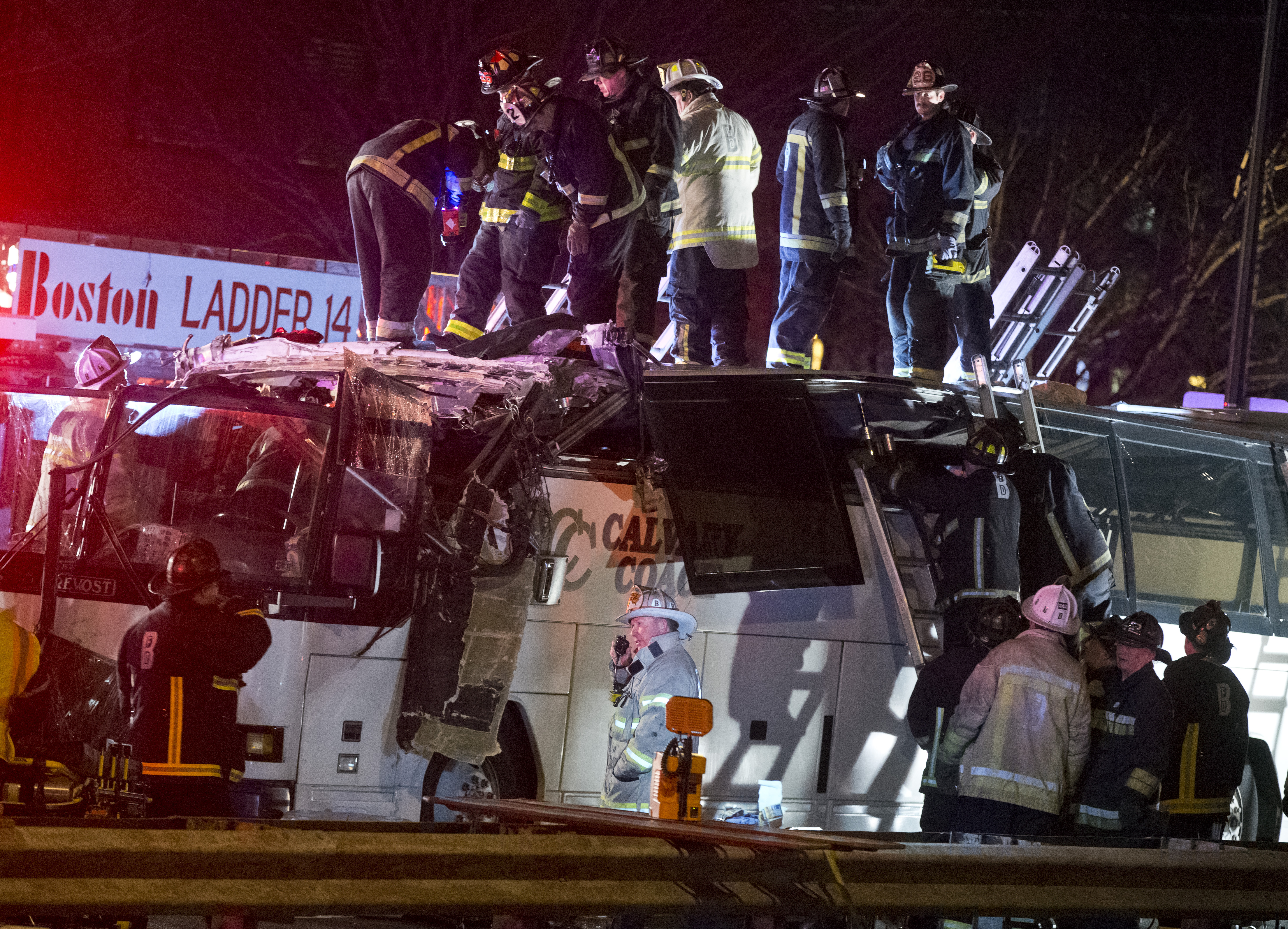 Emergency crews rescued injured passengers on Saturday.