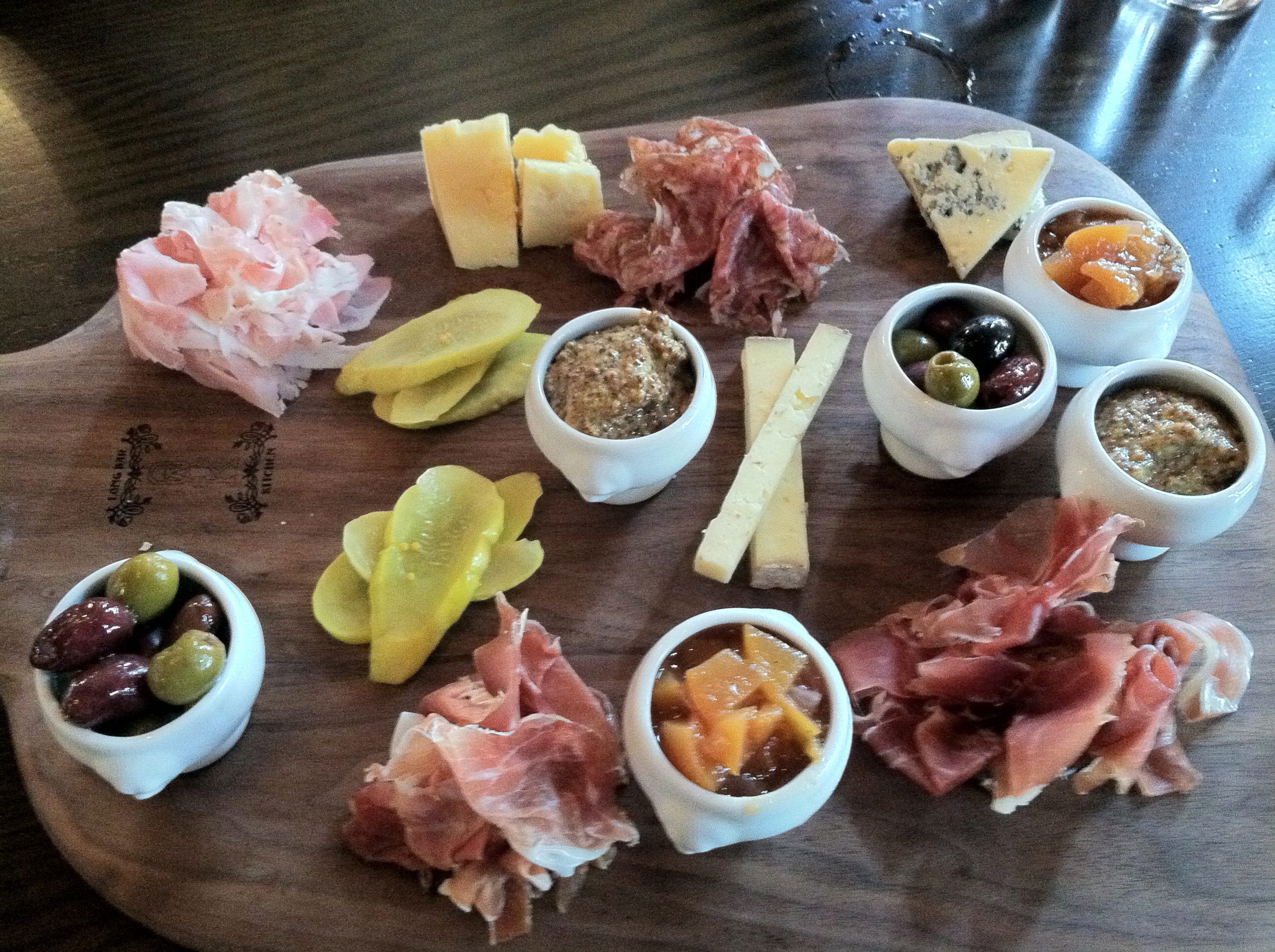 Charcuterie platter at the newly renovated OAK Long Bar + Kitchen at the Fairmont Copley Plaza.