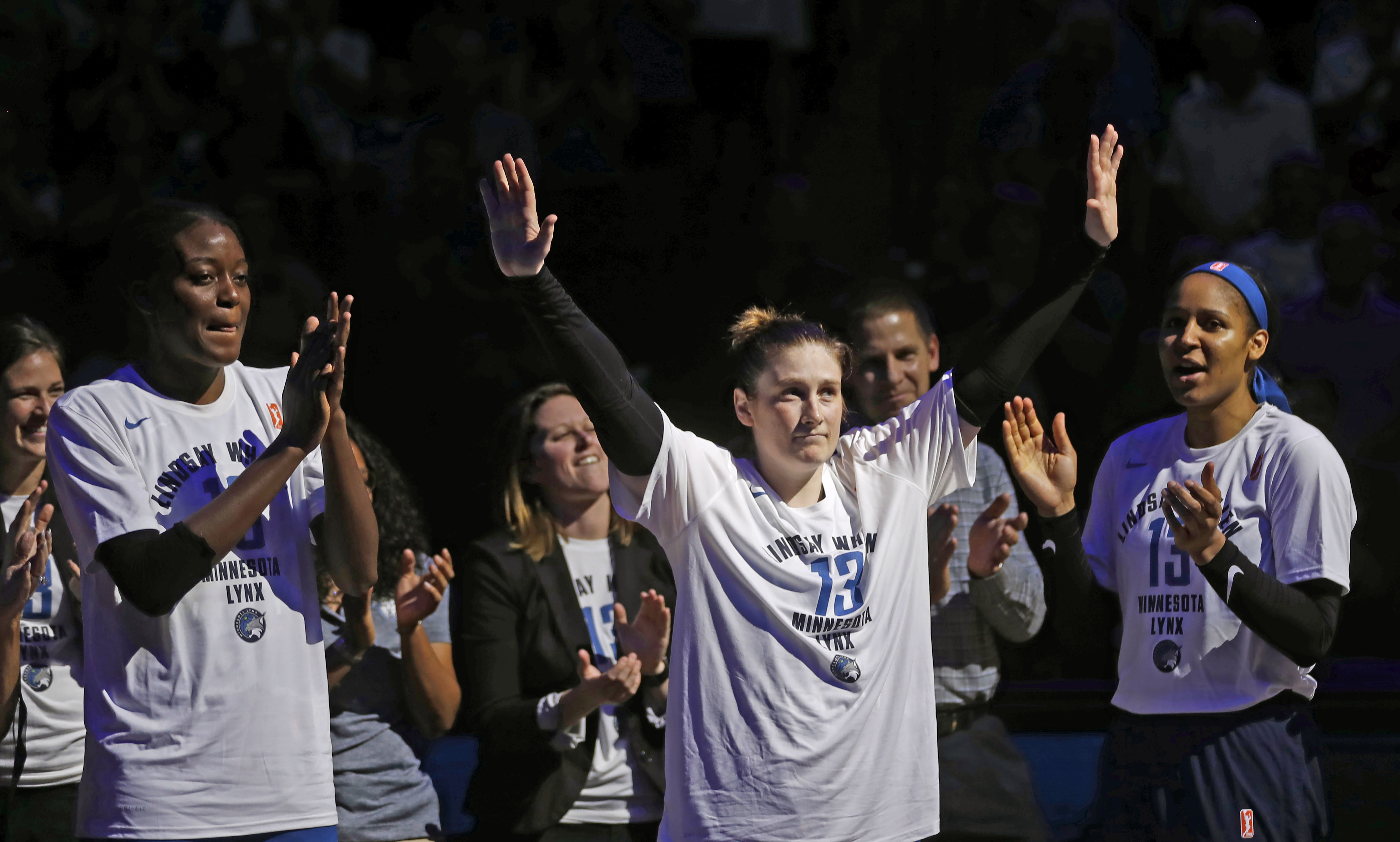 Lindsay Whalen (right) retired as the all-time assists leader for the Minnesota Lynx.