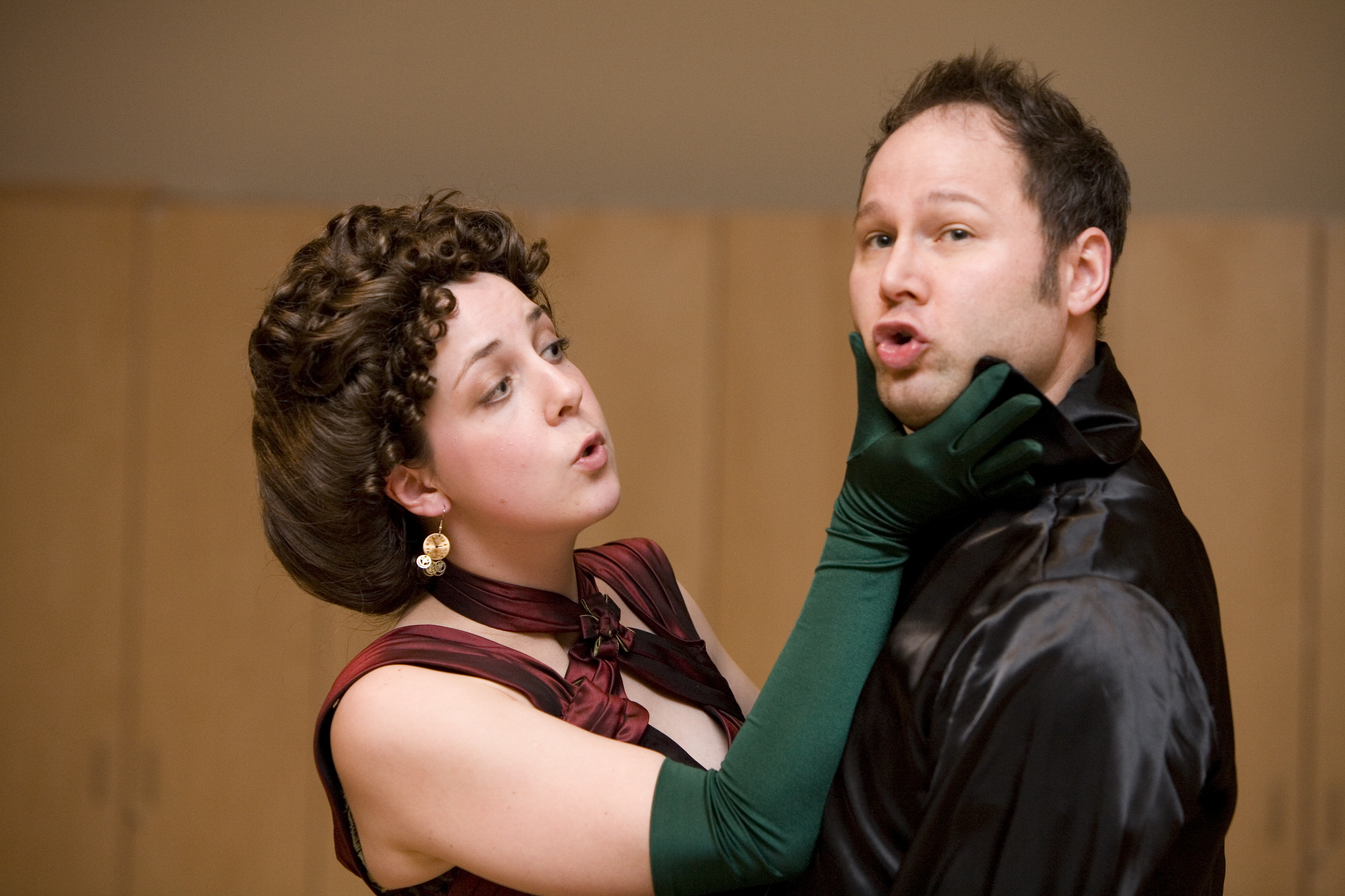 Brittany Duncan and Daniel Erbe in “L’Heure Espagnole.”