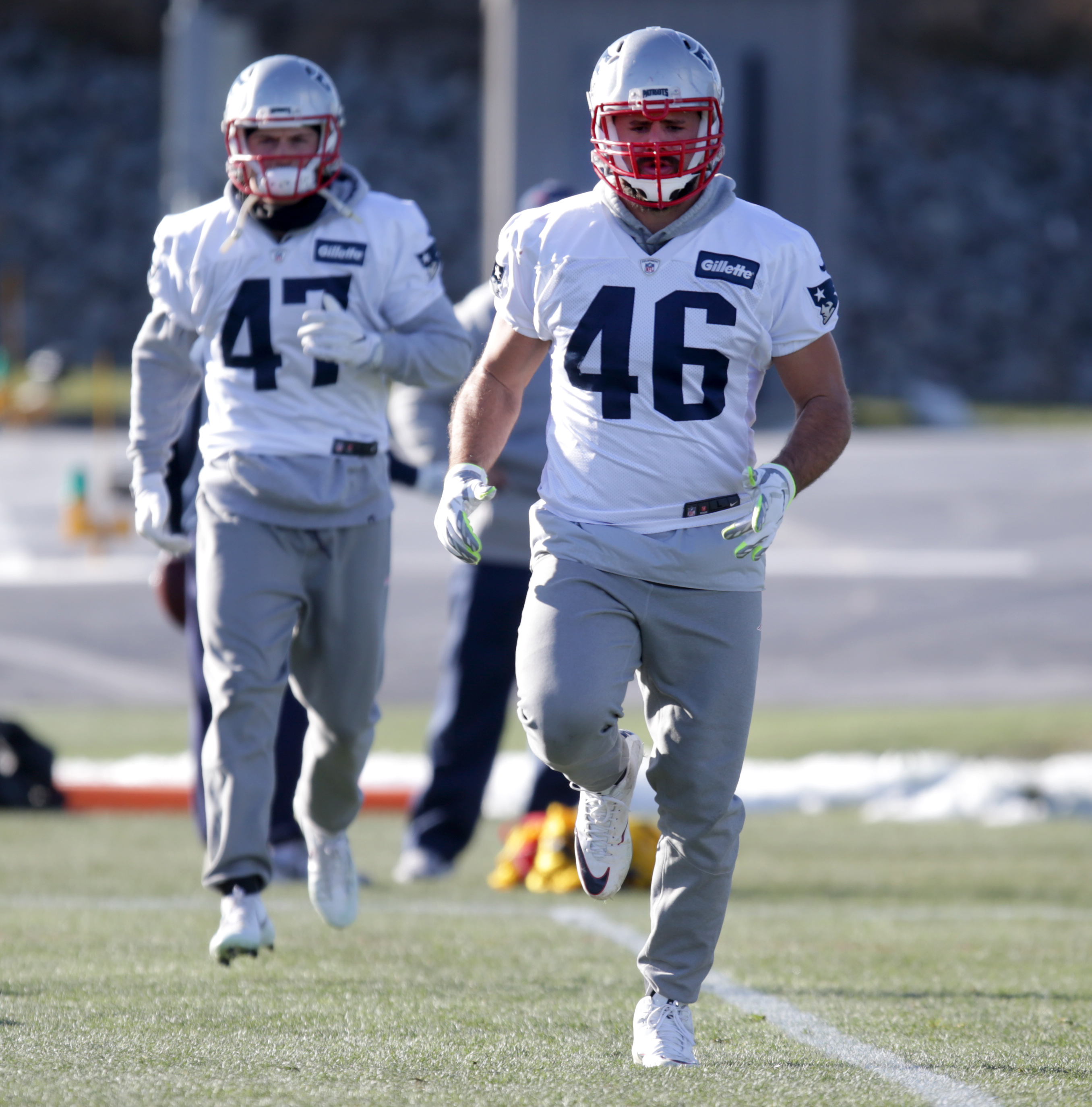 James Develin (46) started his career in the Arena and United Football leagues.