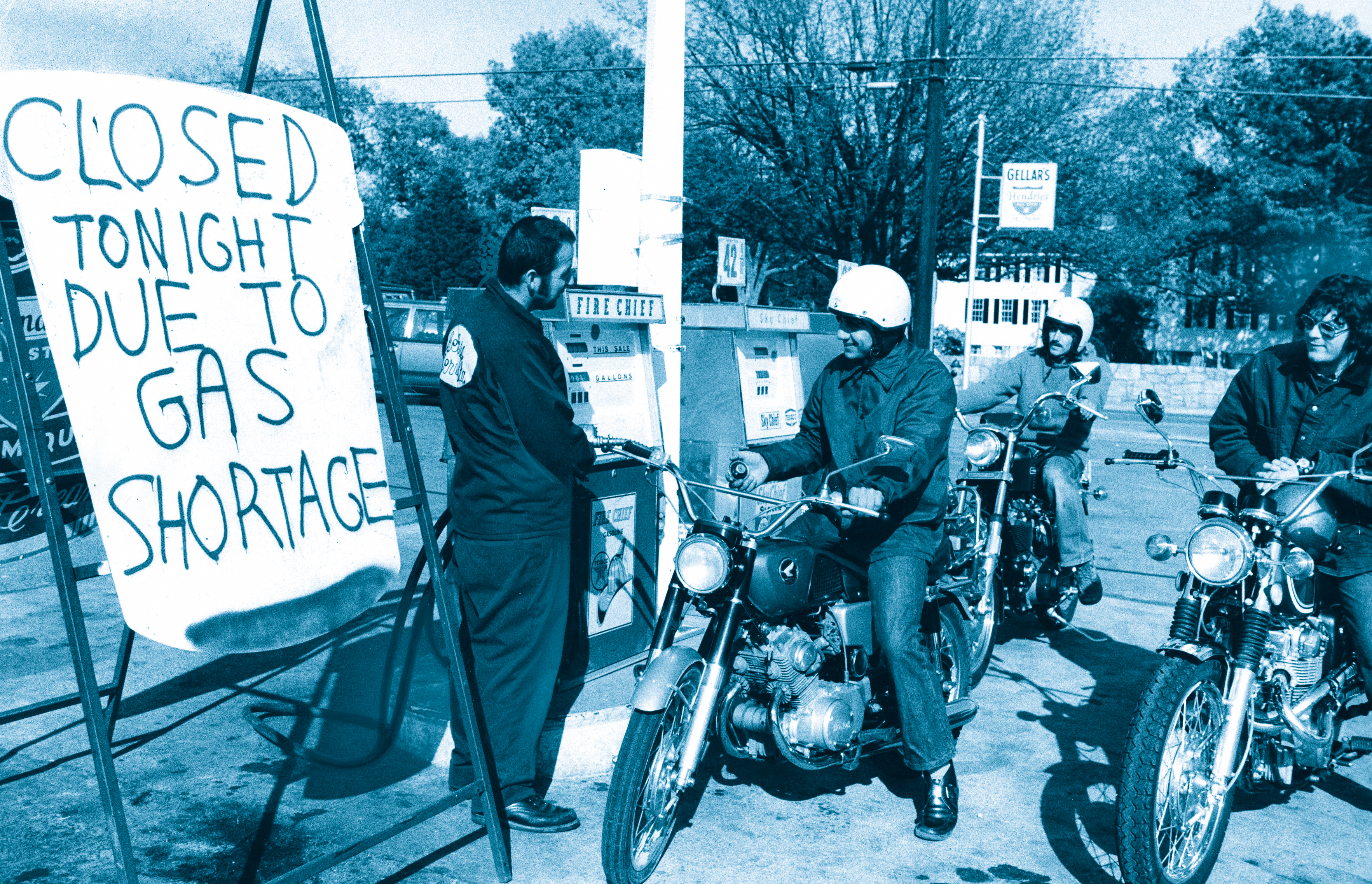 The 1970s energy crisis: gas rationing hits a station in Plymouth.