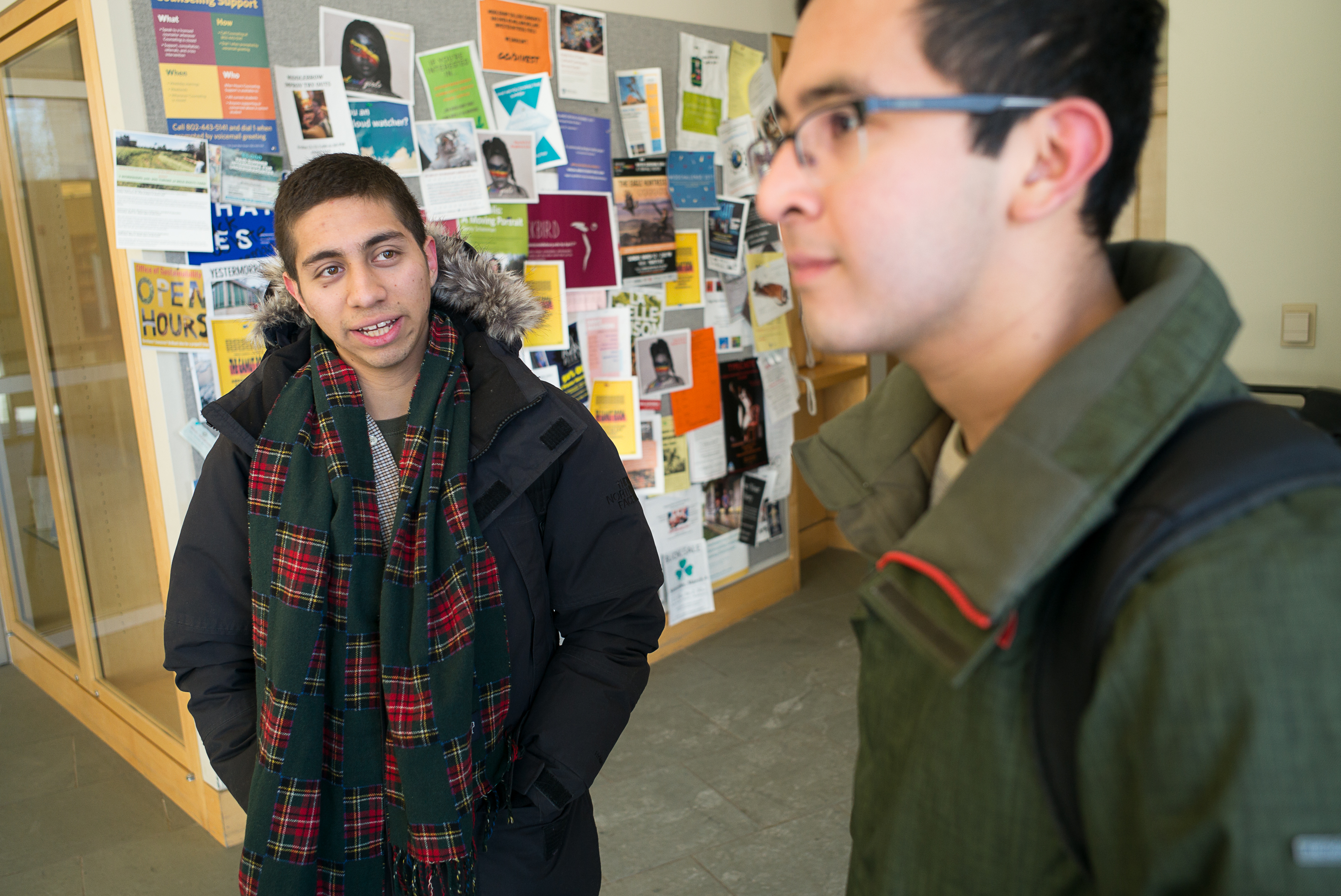 Said Elias Guerra (left), who was in the library with his friend Javier DelCid: “It’s essential that we be exposed to that way of thinking whether we agree or not.”