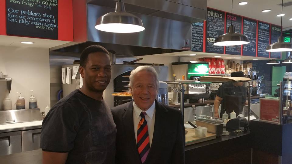 Dudley Dough team leader Luther Pinckney and Robert Kraft.