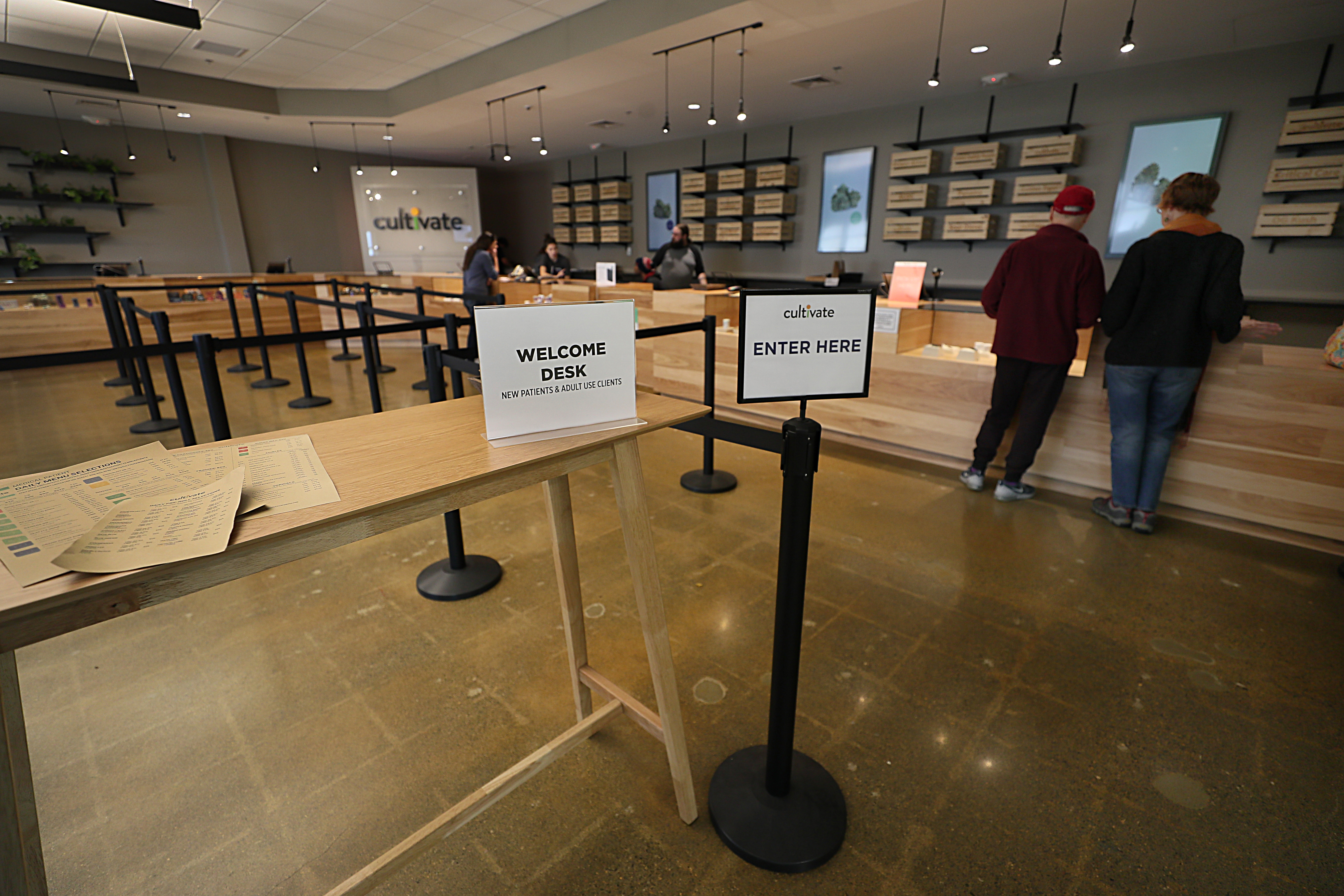 Cultivate has a welcome desk for customers.