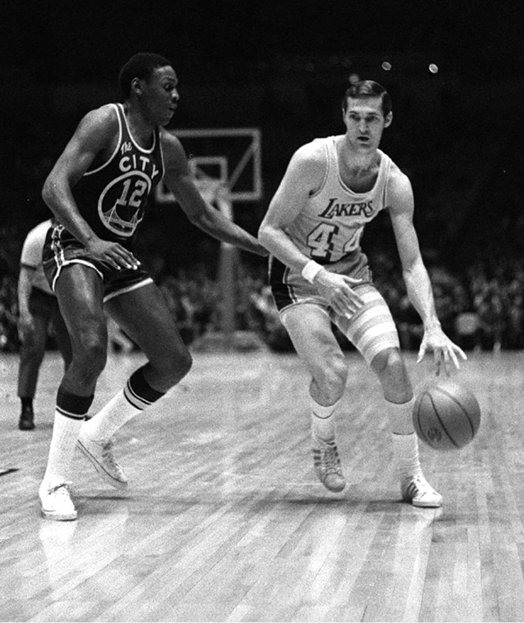 Jerry West spent all 14 years of his playing career with the Lakers.
