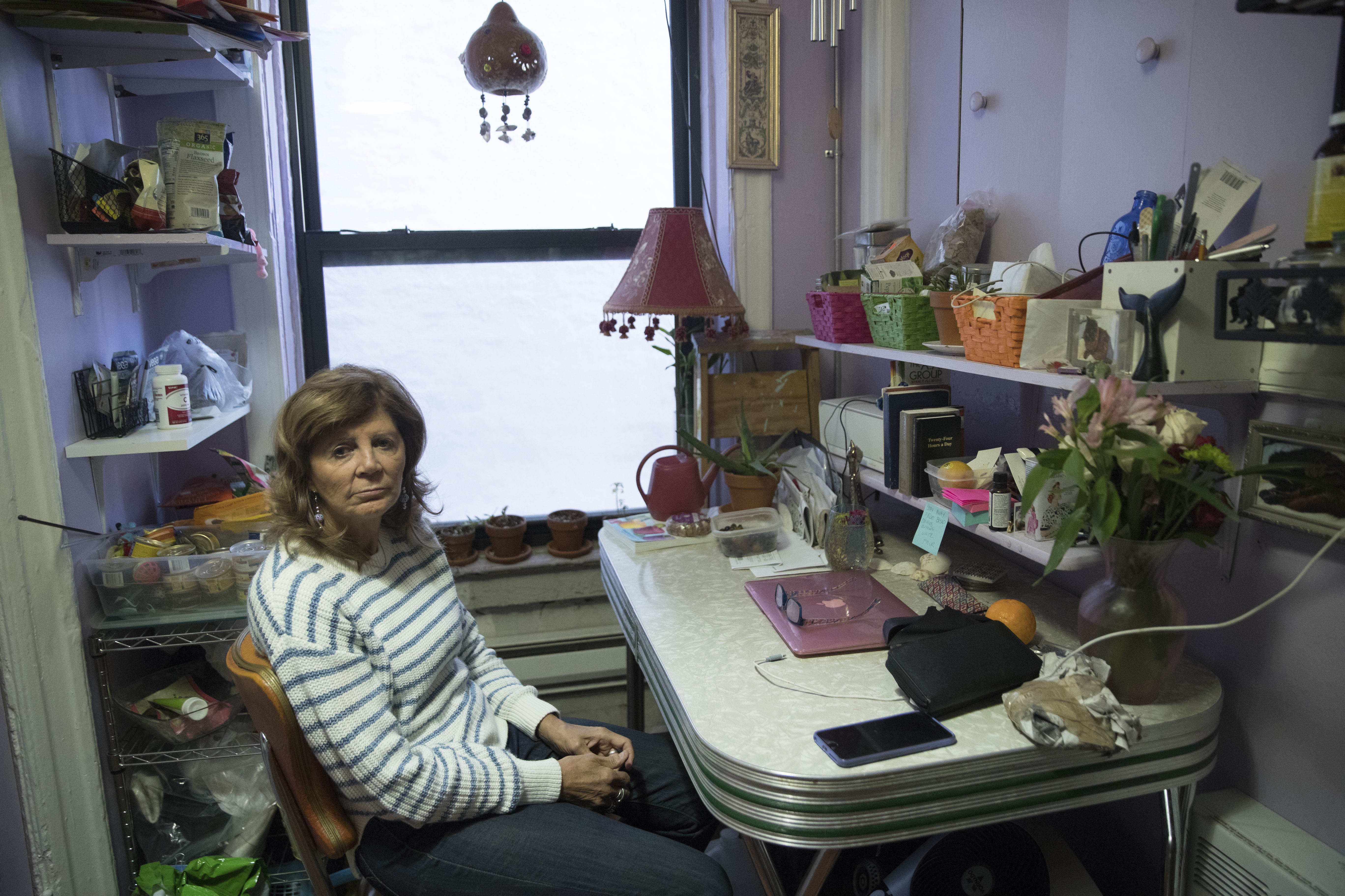 Mary Ann Siwek sits in her apartment in the East Village neighborhood of Manhattan. Jared Kushner’s family real estate company routinely filed false documents with New York City claiming it had no rent-regulated tenants in its buildings, including the one where Siwek lived, when it actually had hundreds.