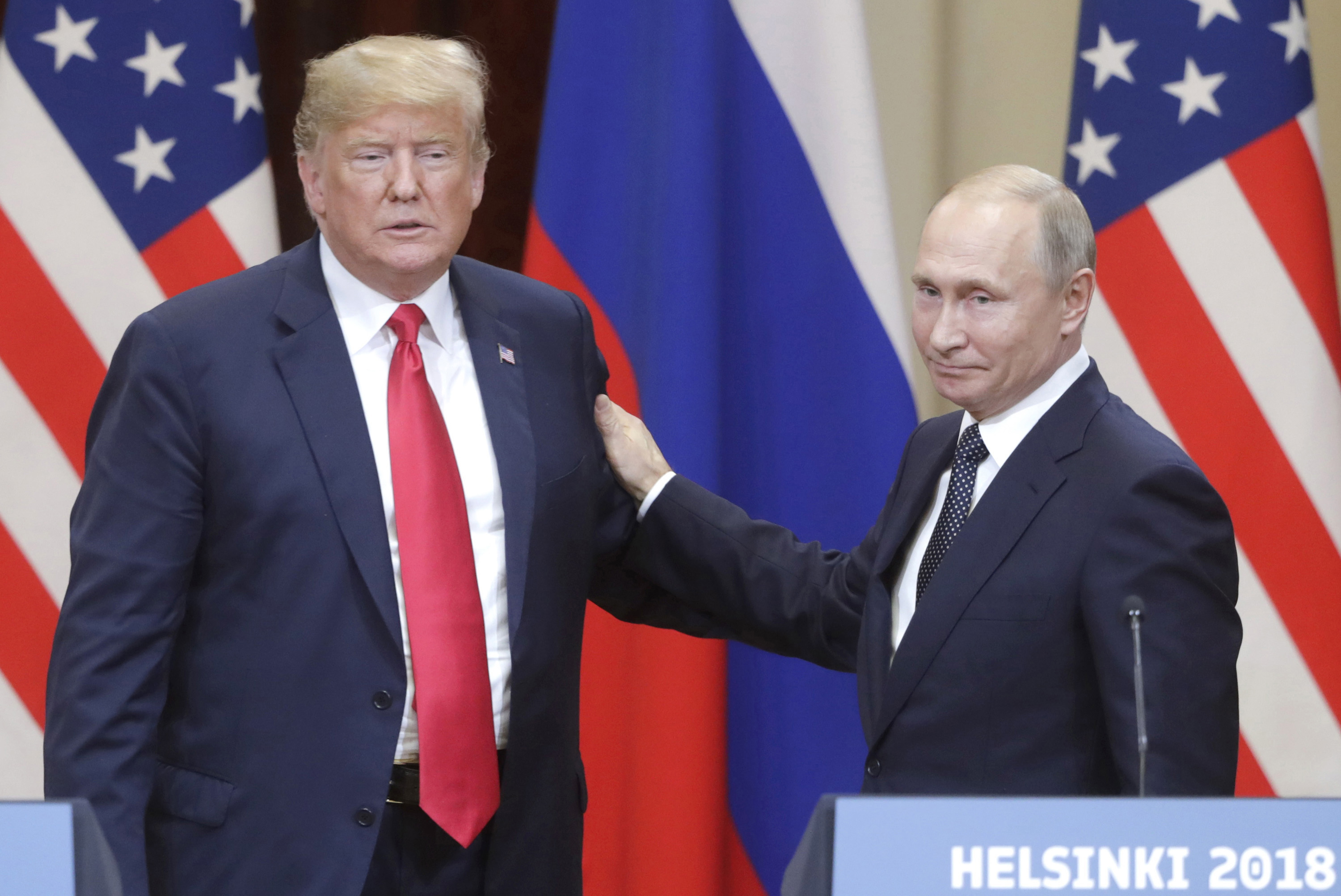 President Trump and Russian President Vladimir Putin at a press conference in Helsinki in July.