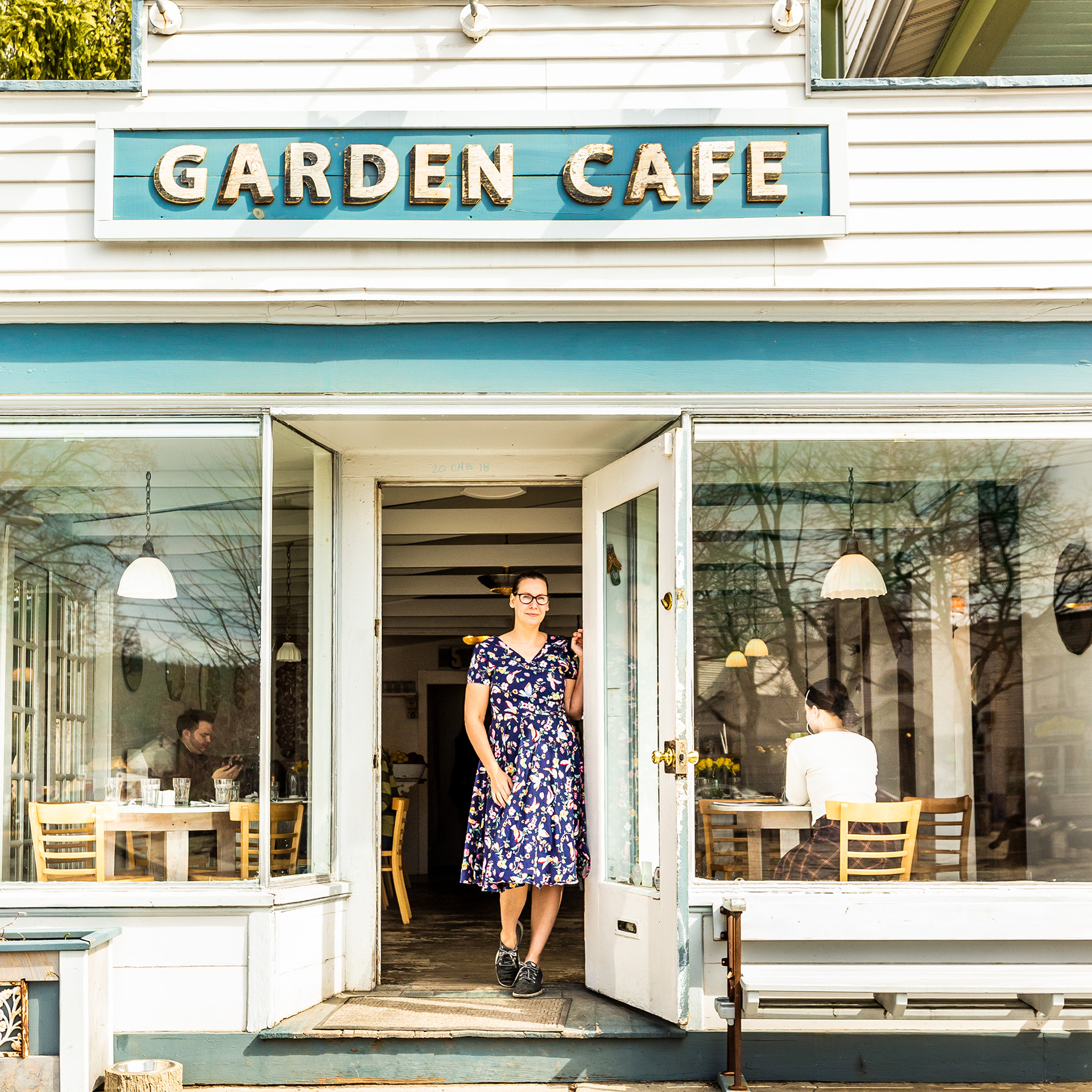 Owner Lea Haas outside the Garden Cafe.