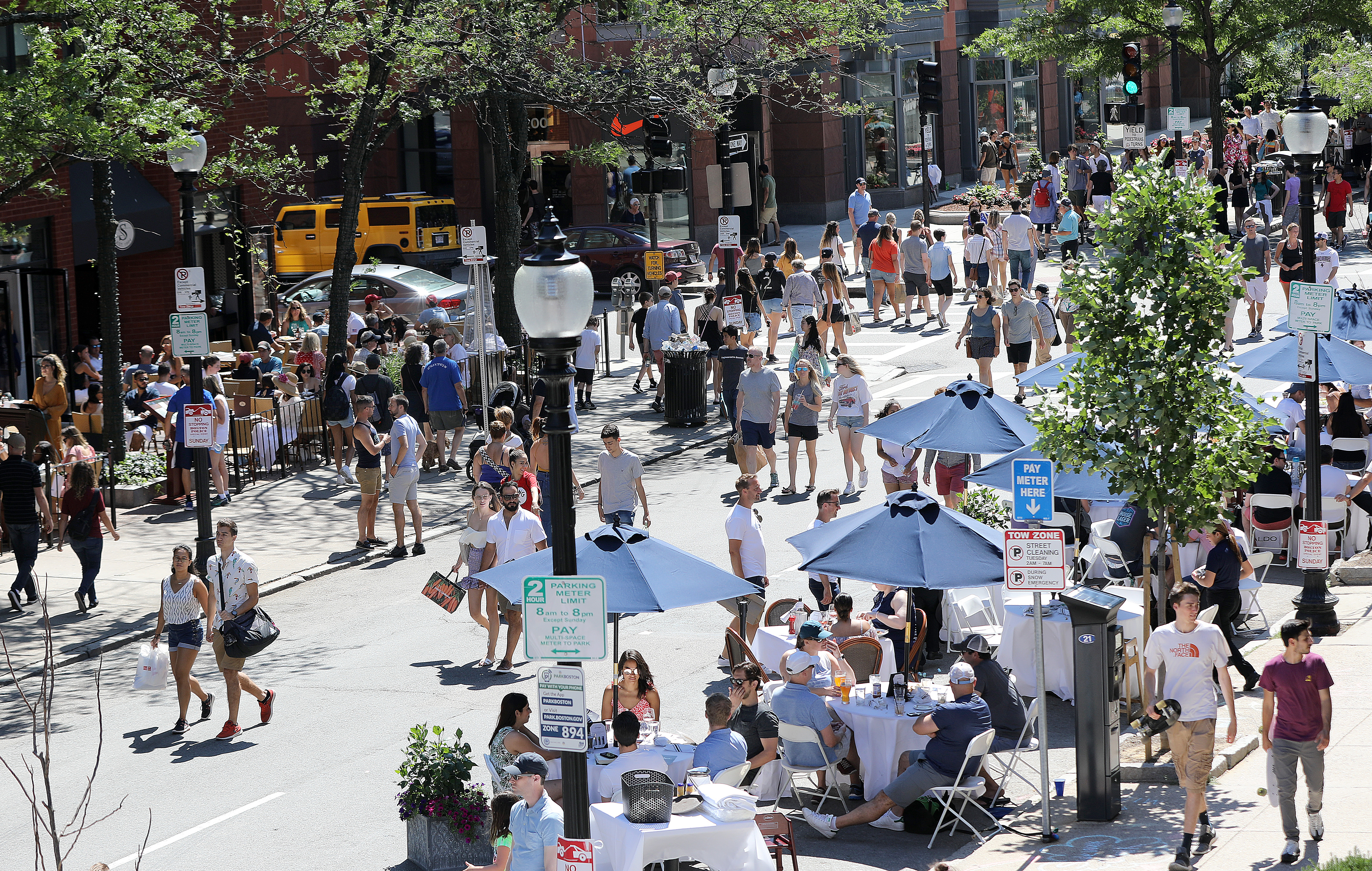 Newbury Street is among Boston’s popular summer locales.
