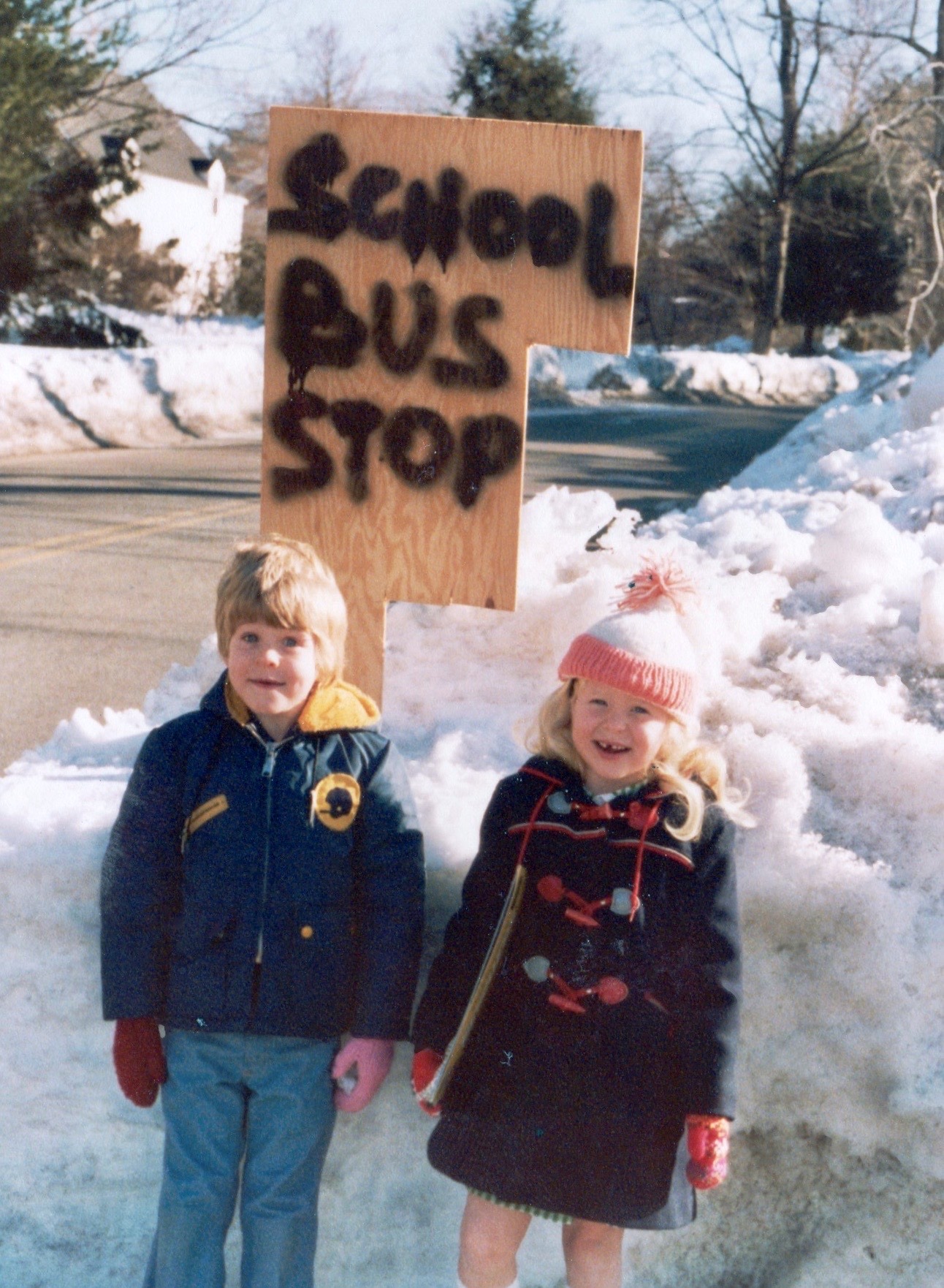 Rob and Lauren Beckham head off to school after the Blizzard of 1978.