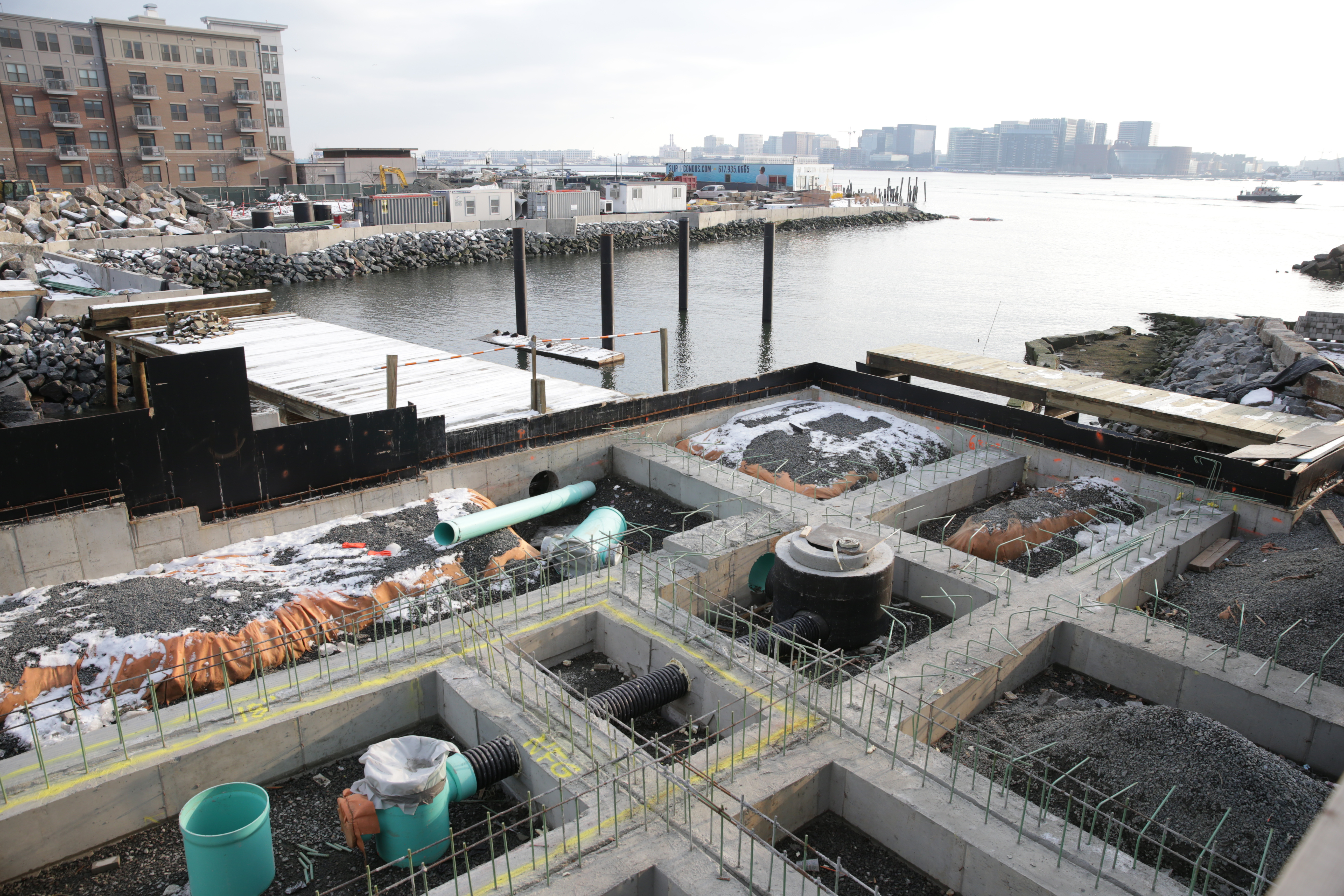 In East Boston, Clippership Wharf is being built with the issue of sea level rise as a concern.