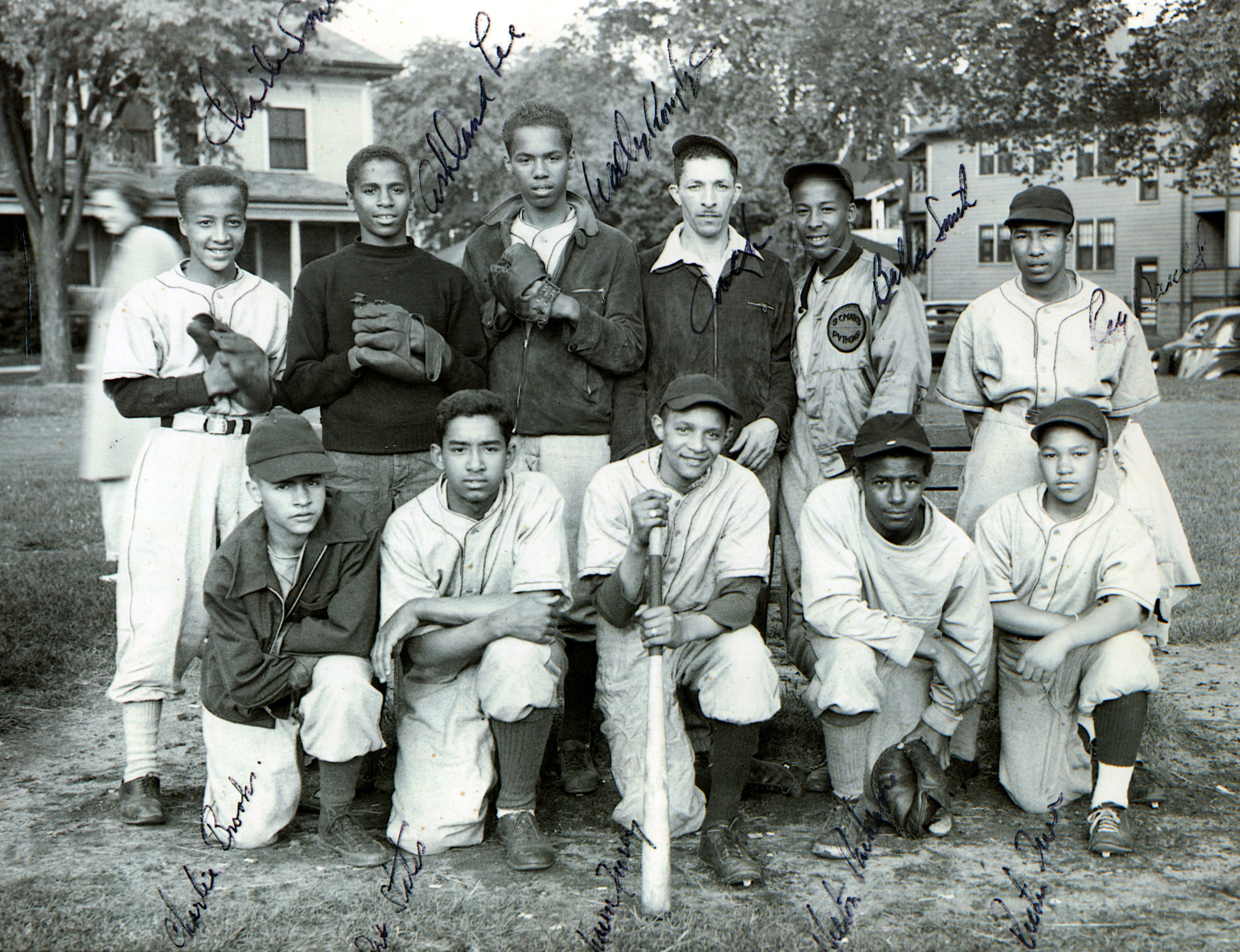 Kids growing up in the Ville enjoyed recreational opportunities their urban peers didn’t have. Here, the West Medford Ramblers in 1947; Wally Kountze, back row, third from left, still livesin the neighborhood.