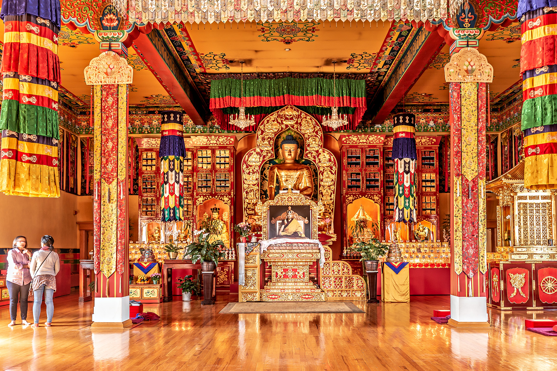 Interior of the Karma Triyana Dharmachakra Monastery in Woodstock, New York.
