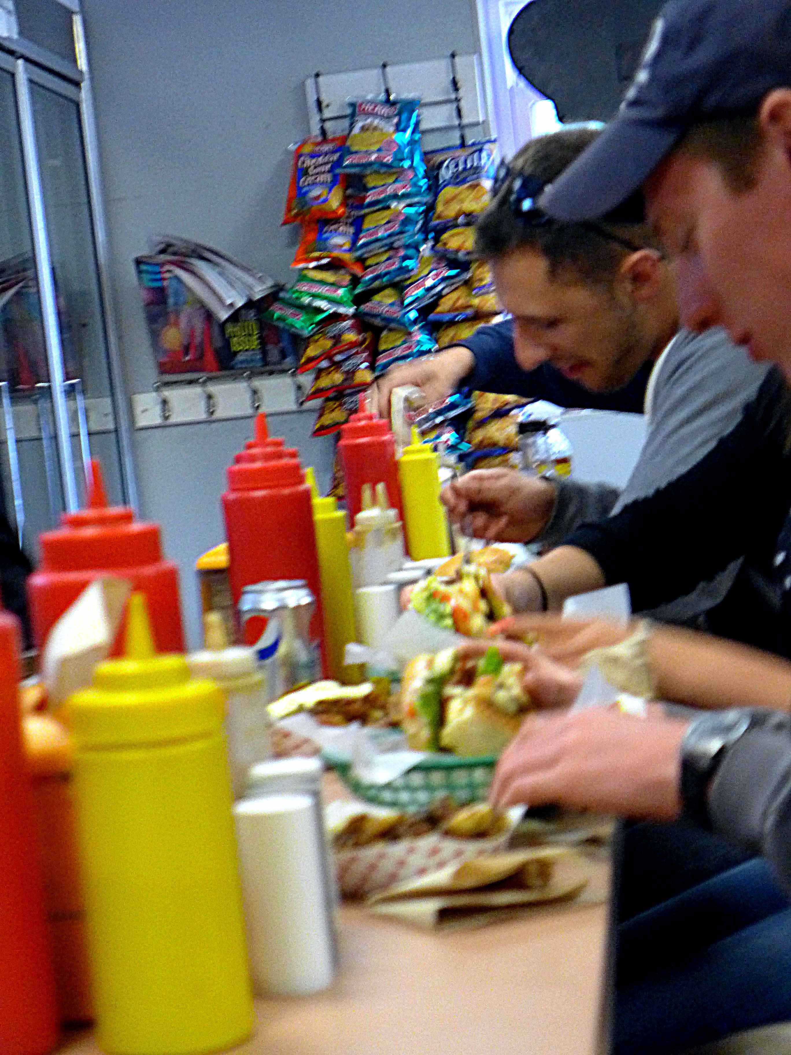 The lunchtime crowd digs in at the counter of Ted's Restaurant.