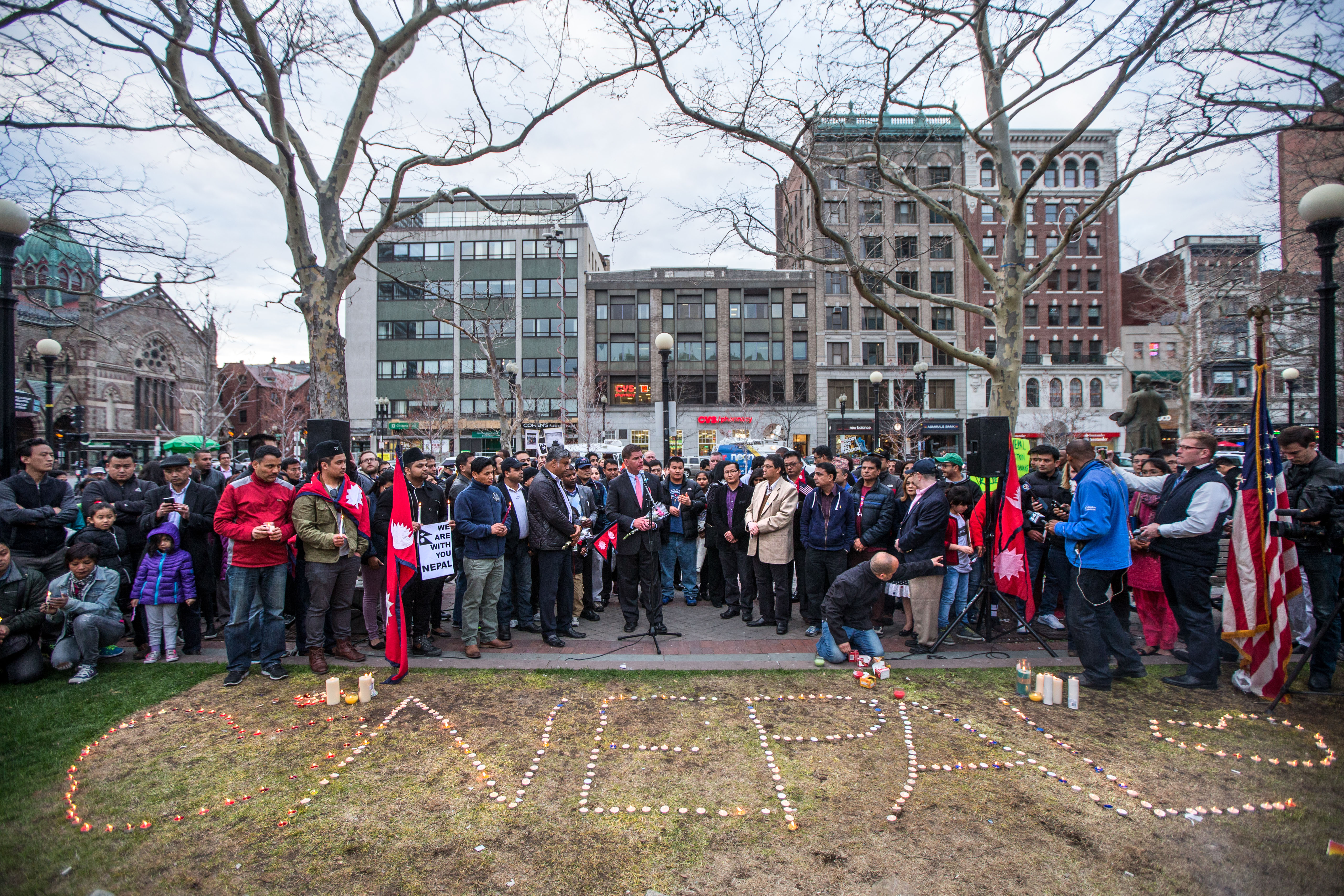 Officials spoke during a Copley Square vigil for those killed in the Nepal earthquake on Sunday.