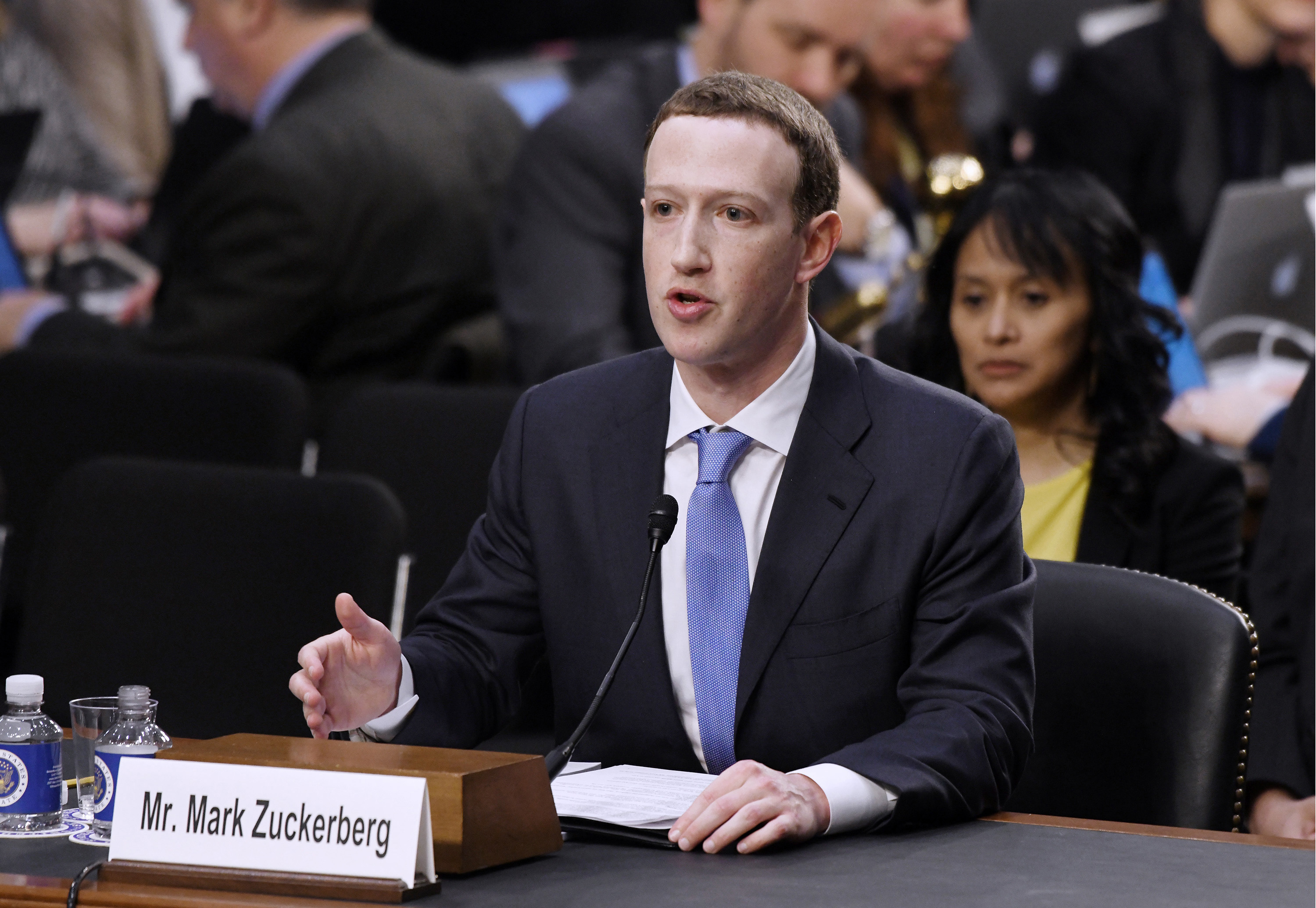 Facebook CEO Mark Zuckerberg testifies before a Senate panel in April.