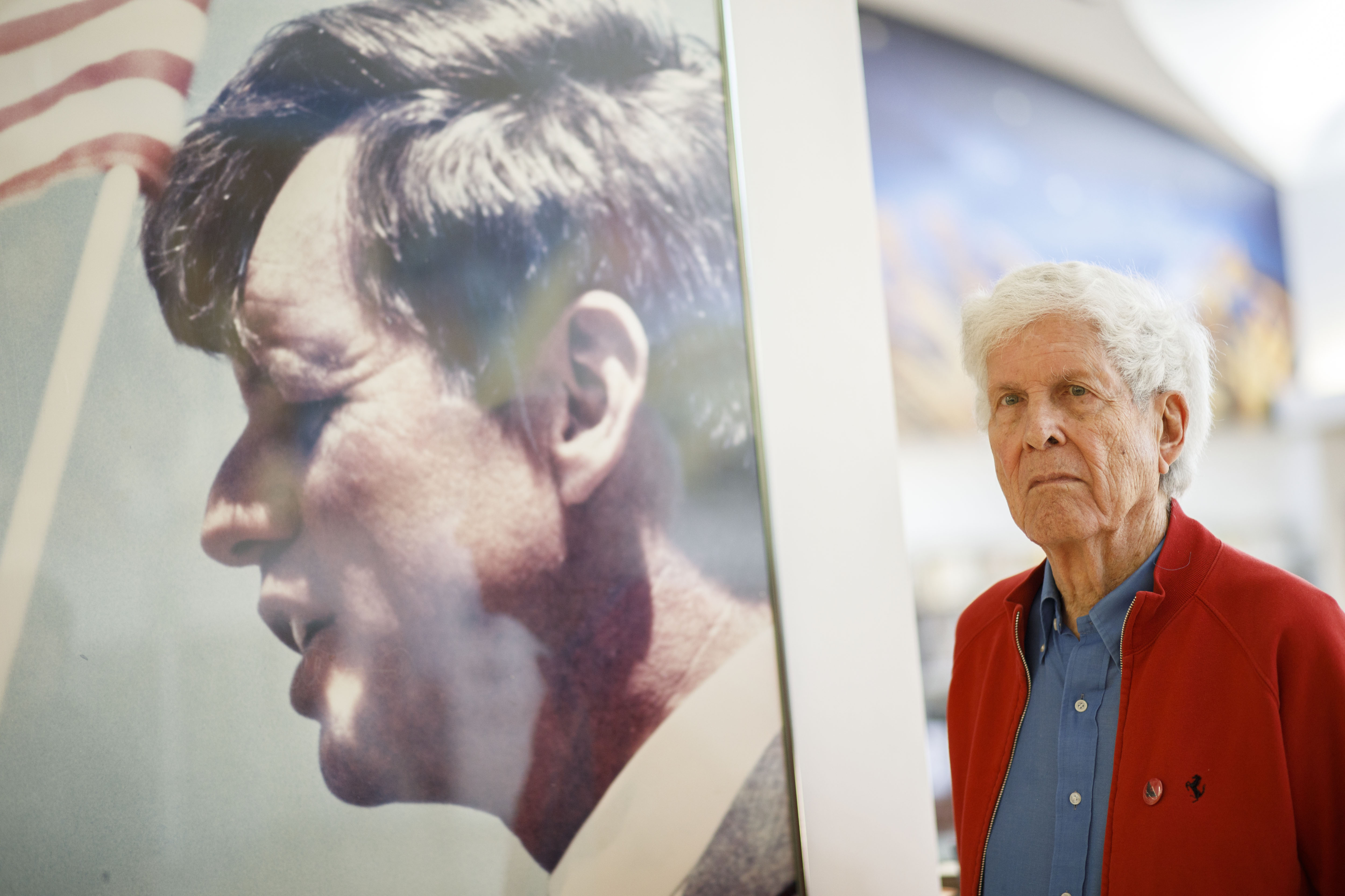 Paul Schrade at the library named in his honor at the Robert F. Kennedy Community Schools in Los Angeles.