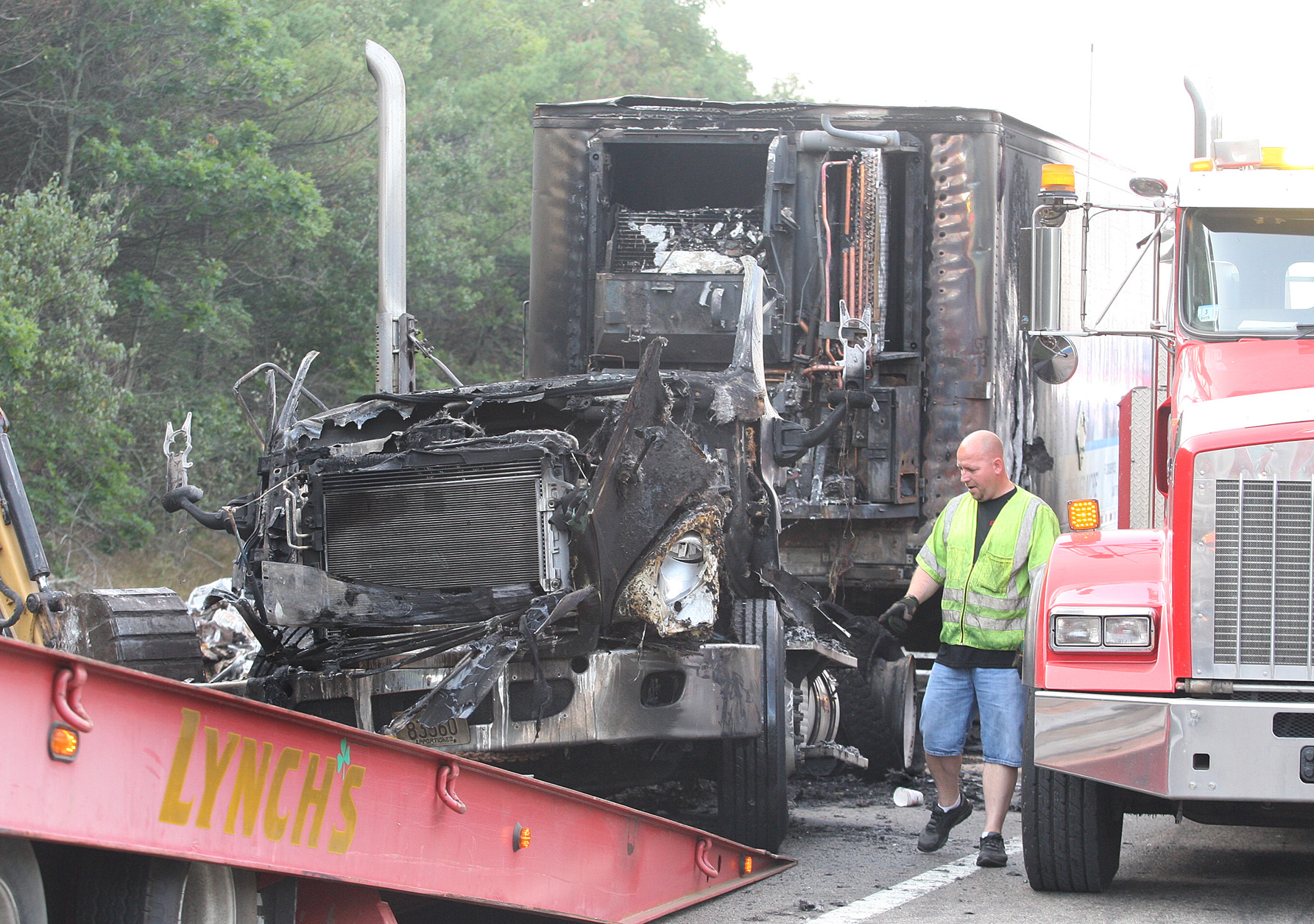 Route 24 northbound was closed early Monday after a tractor trailer caught fire.