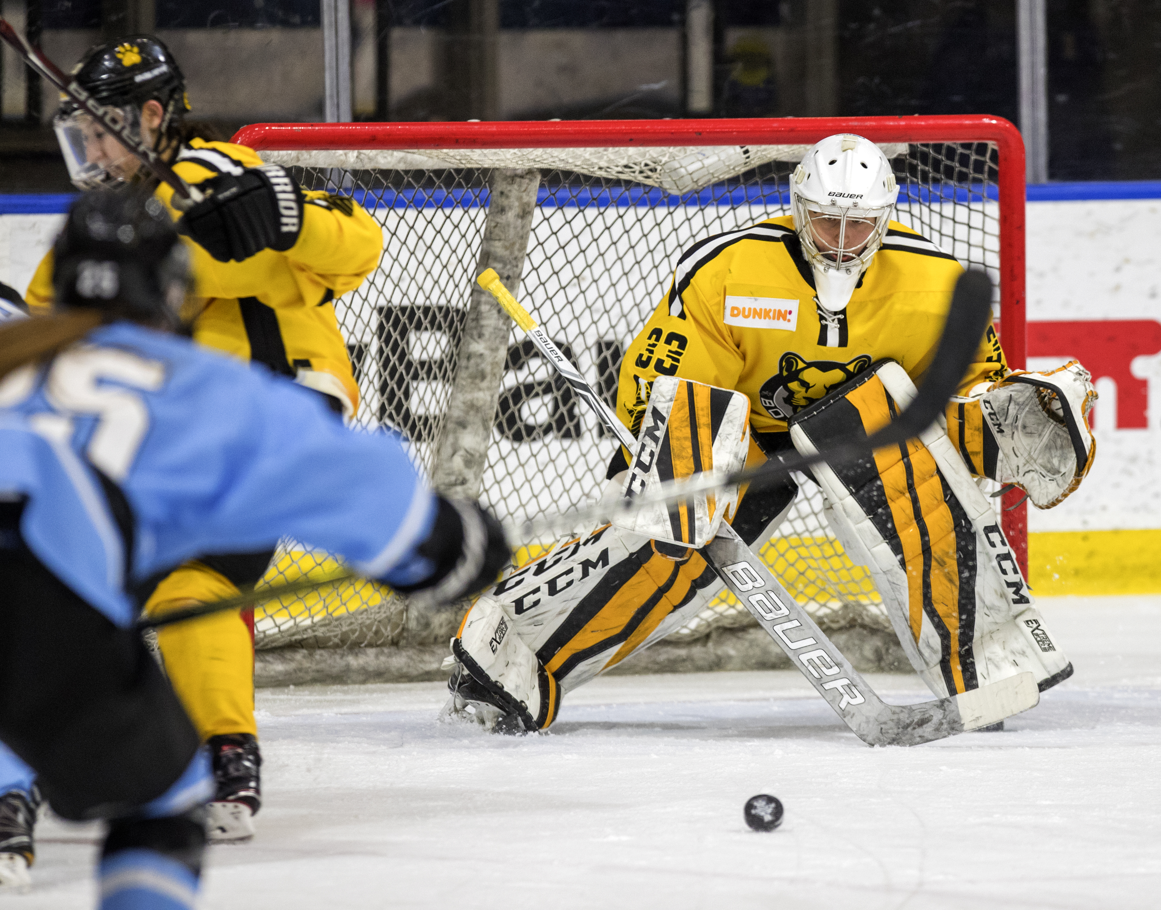 Keeping her eye on the puck.