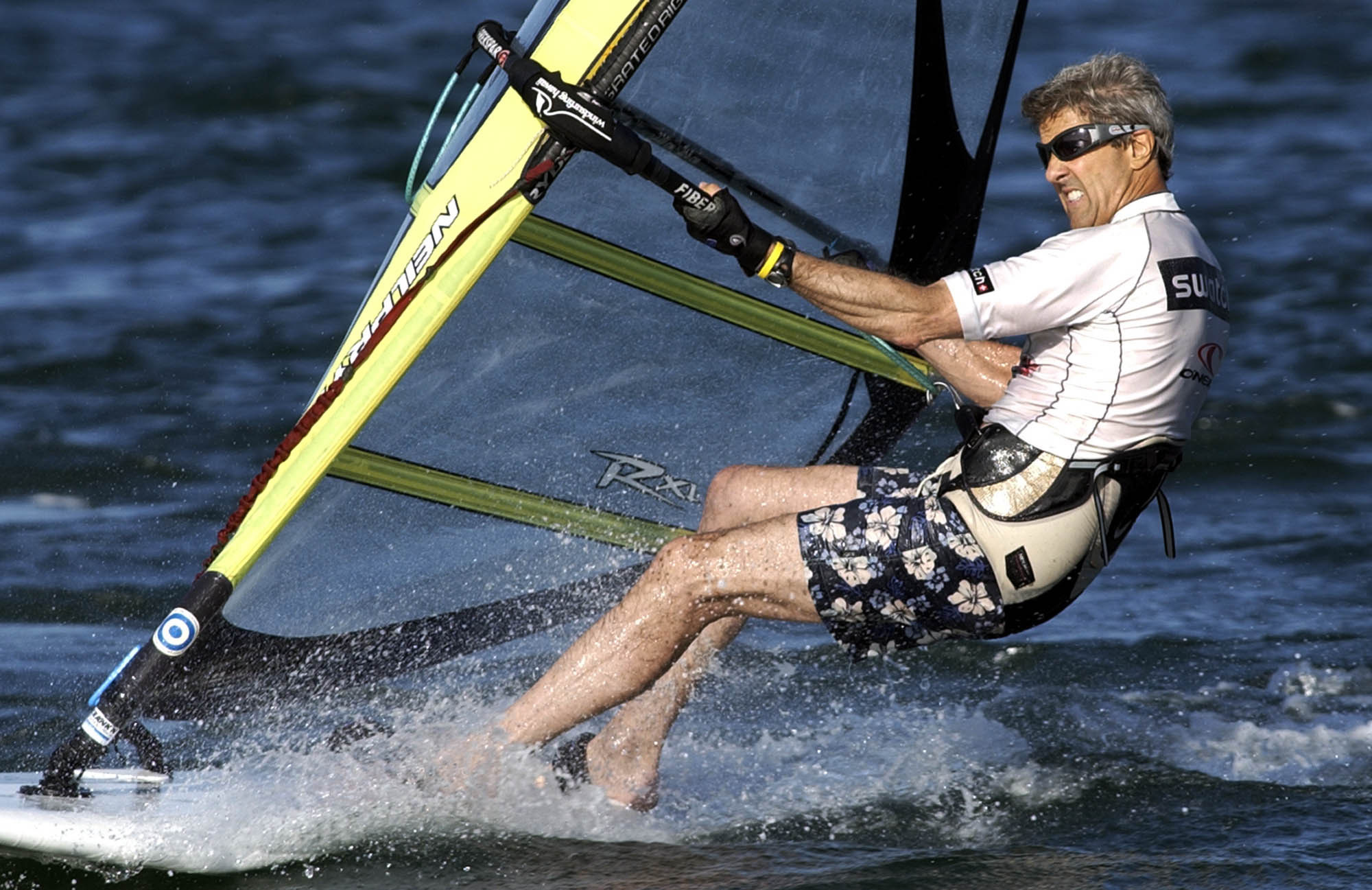 John Kerry, then the Democratic presidential candidate, windsurfed off Nantucket in 2004. The Republican Party used windsurfing footage of Kerry to create an ad labeling the then-senator as a flip-flopper.