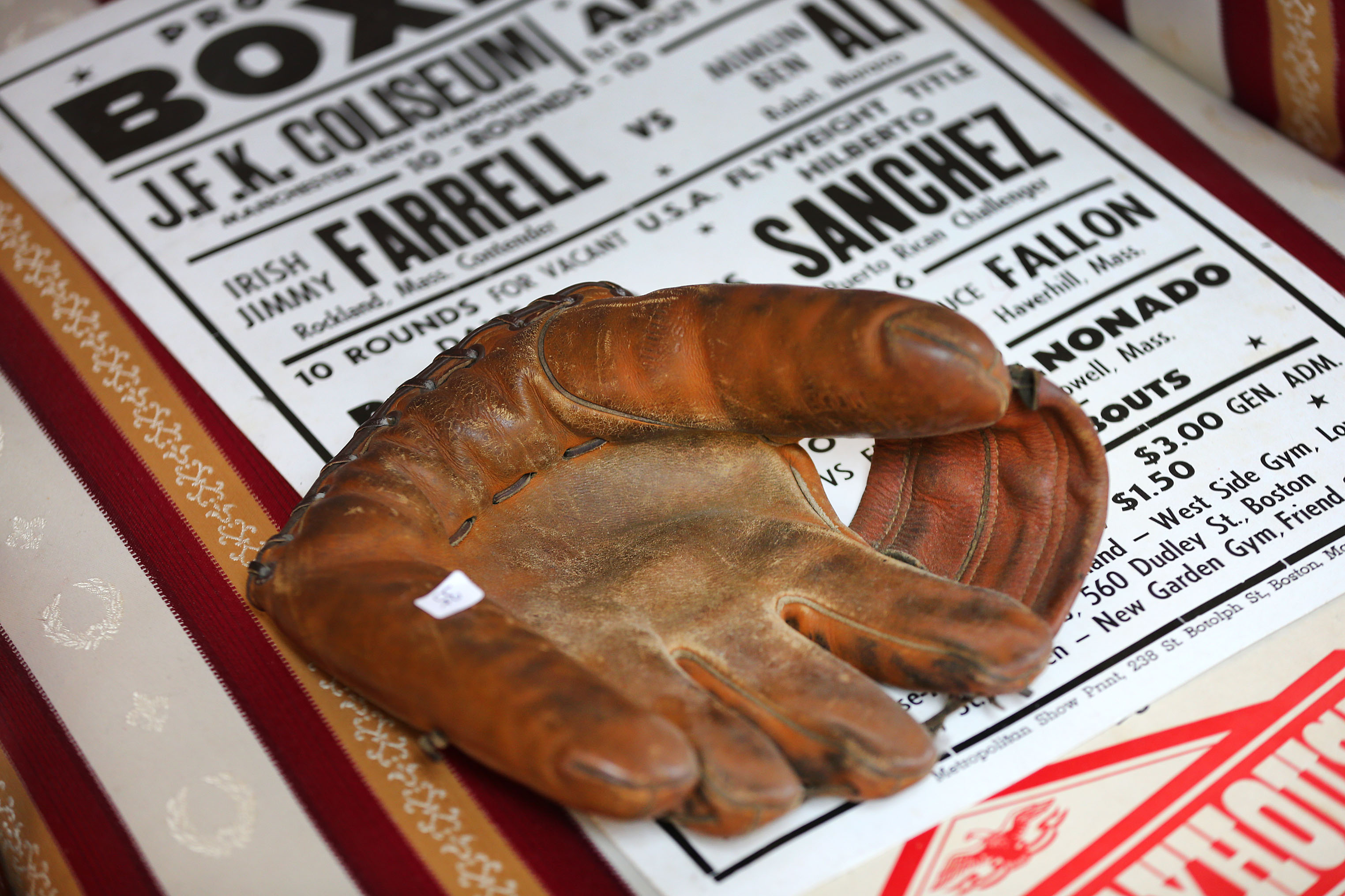 An ancient baseball glove was for sale in Lexington.