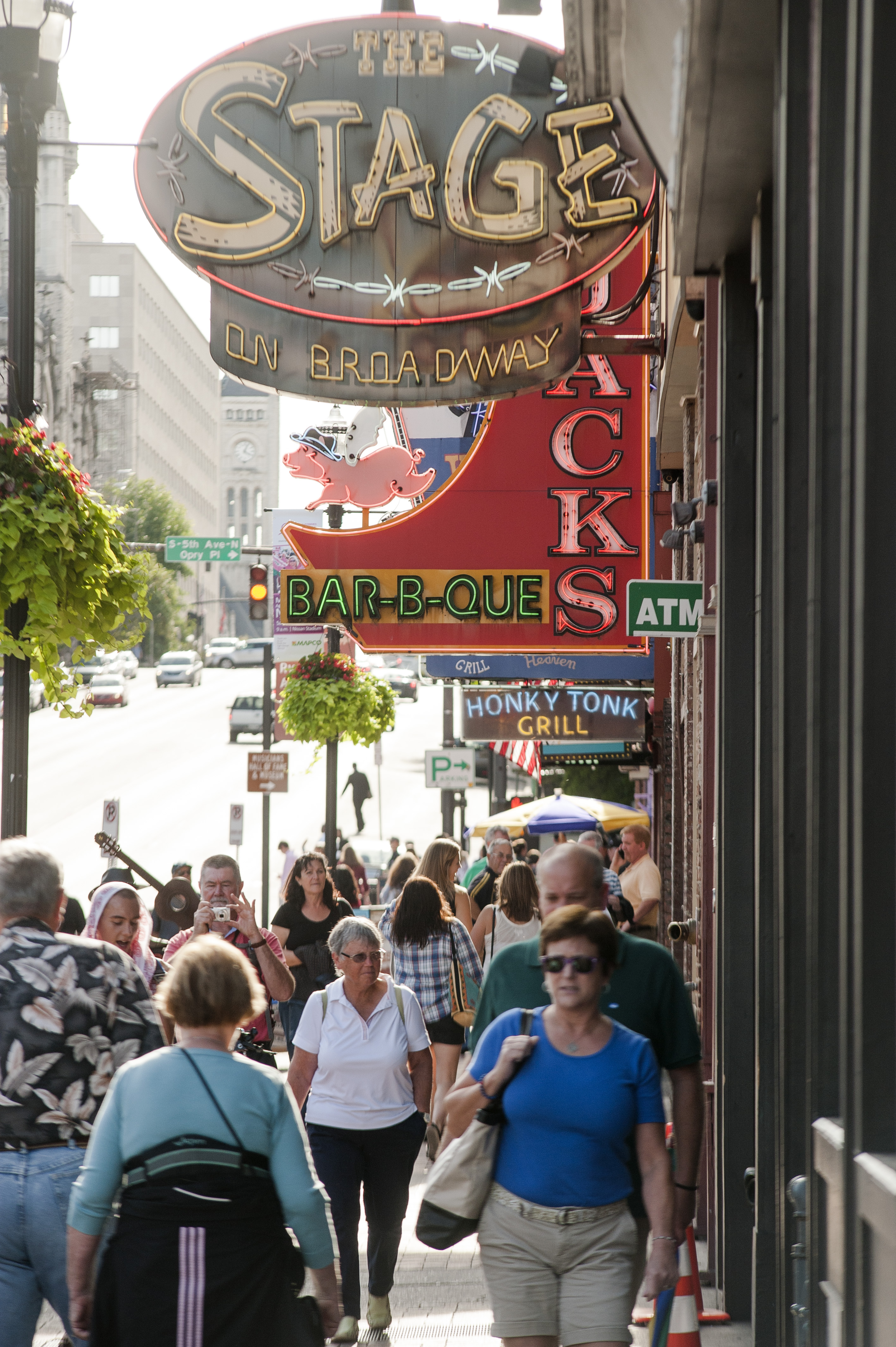 With live country blasting through every bar door and window, Broadway in downtown Nashville is the top attraction for tourists.