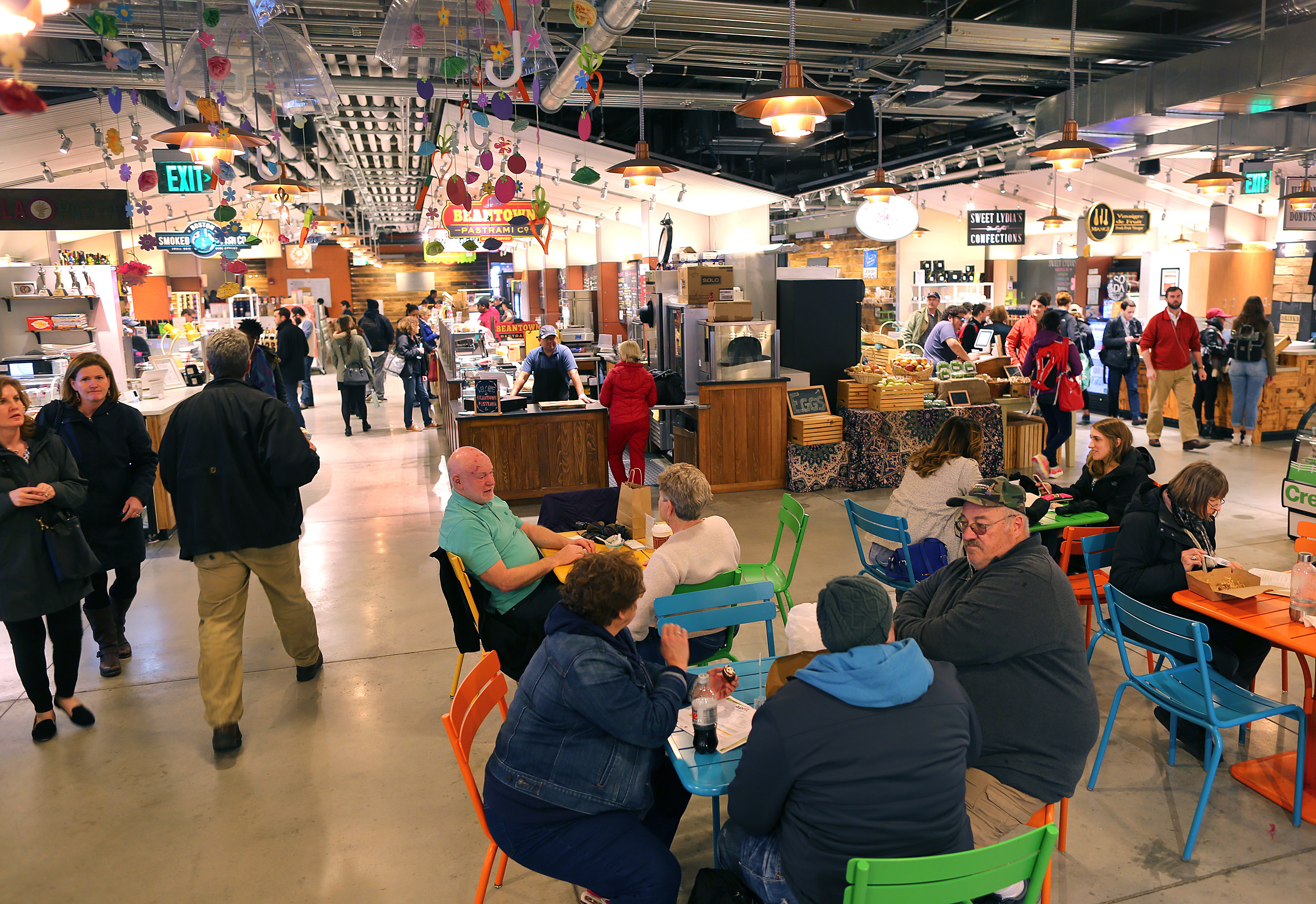 Visitors packed Boston Public Market during lunchtime.