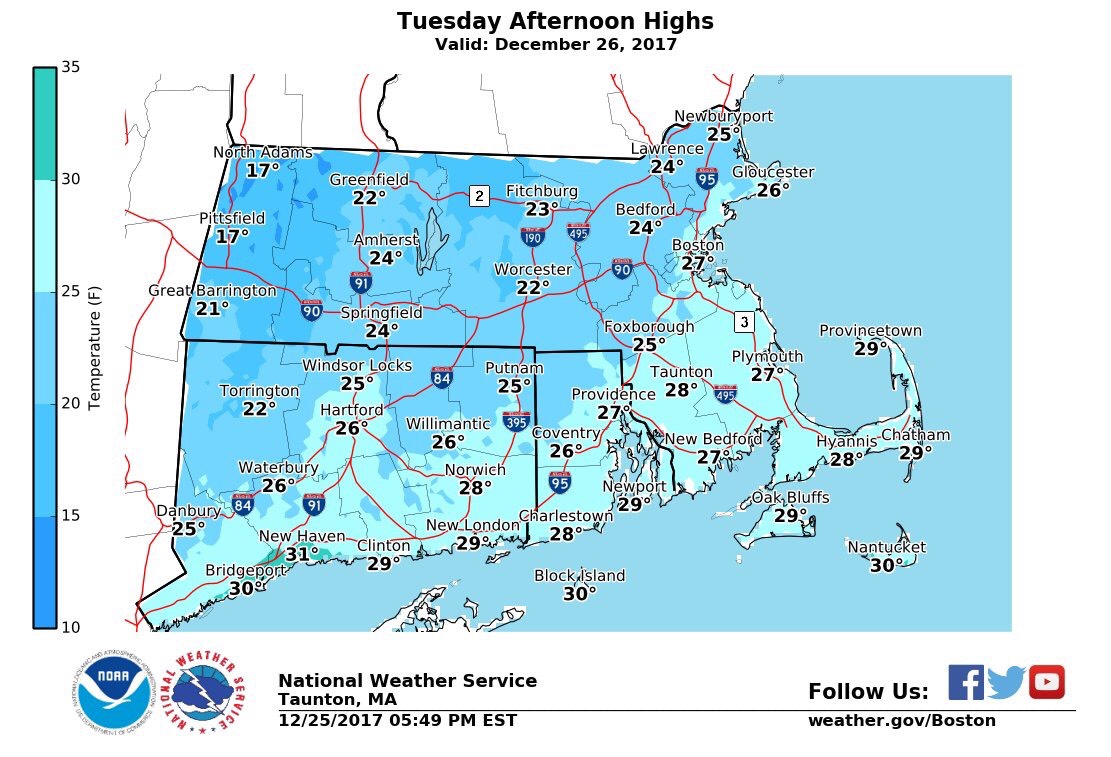 Tuesday’s high temperatures are mostly in the 20s.