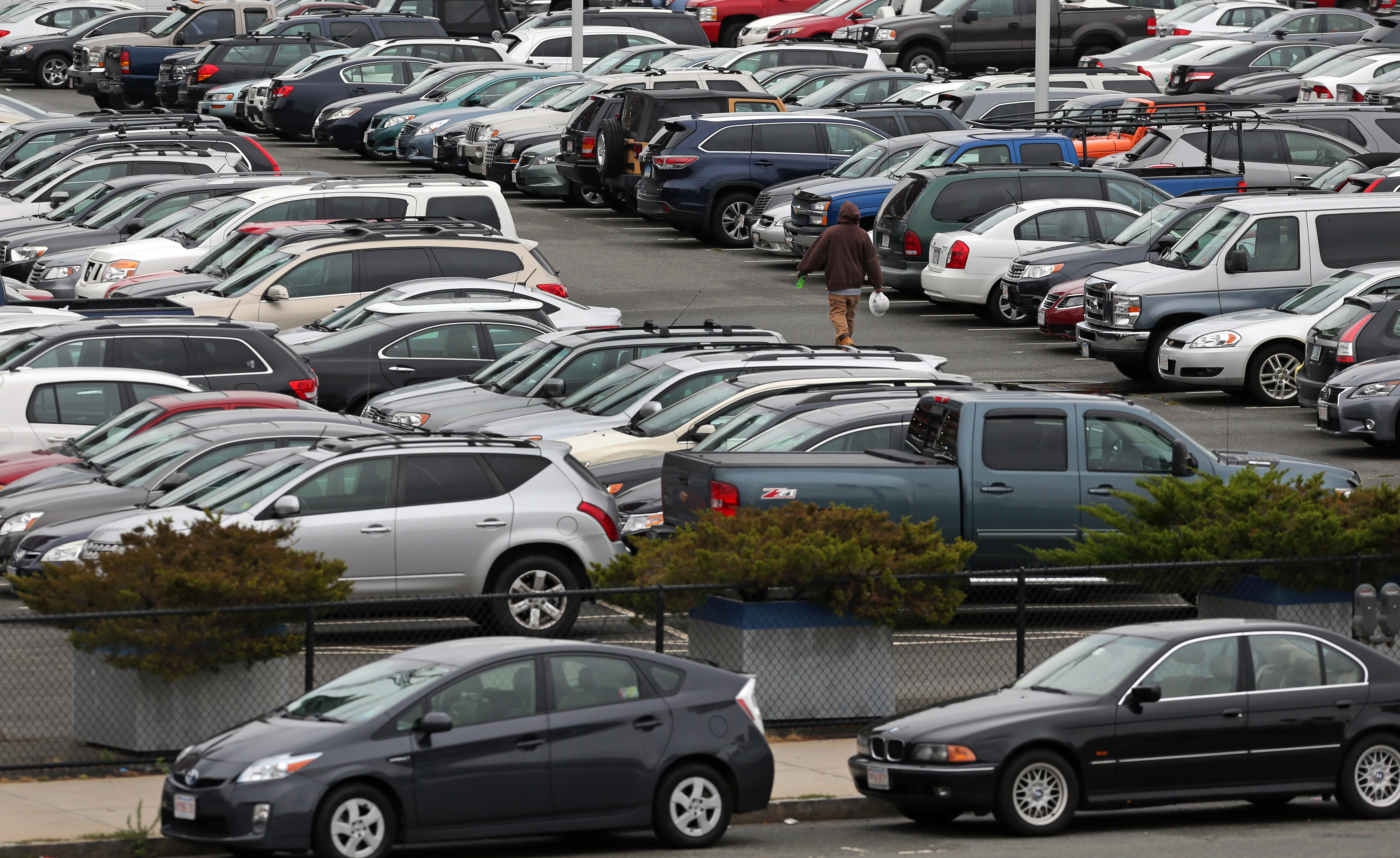 A view of a parking lot on Congress Street, one of the few left in the Seaport District.