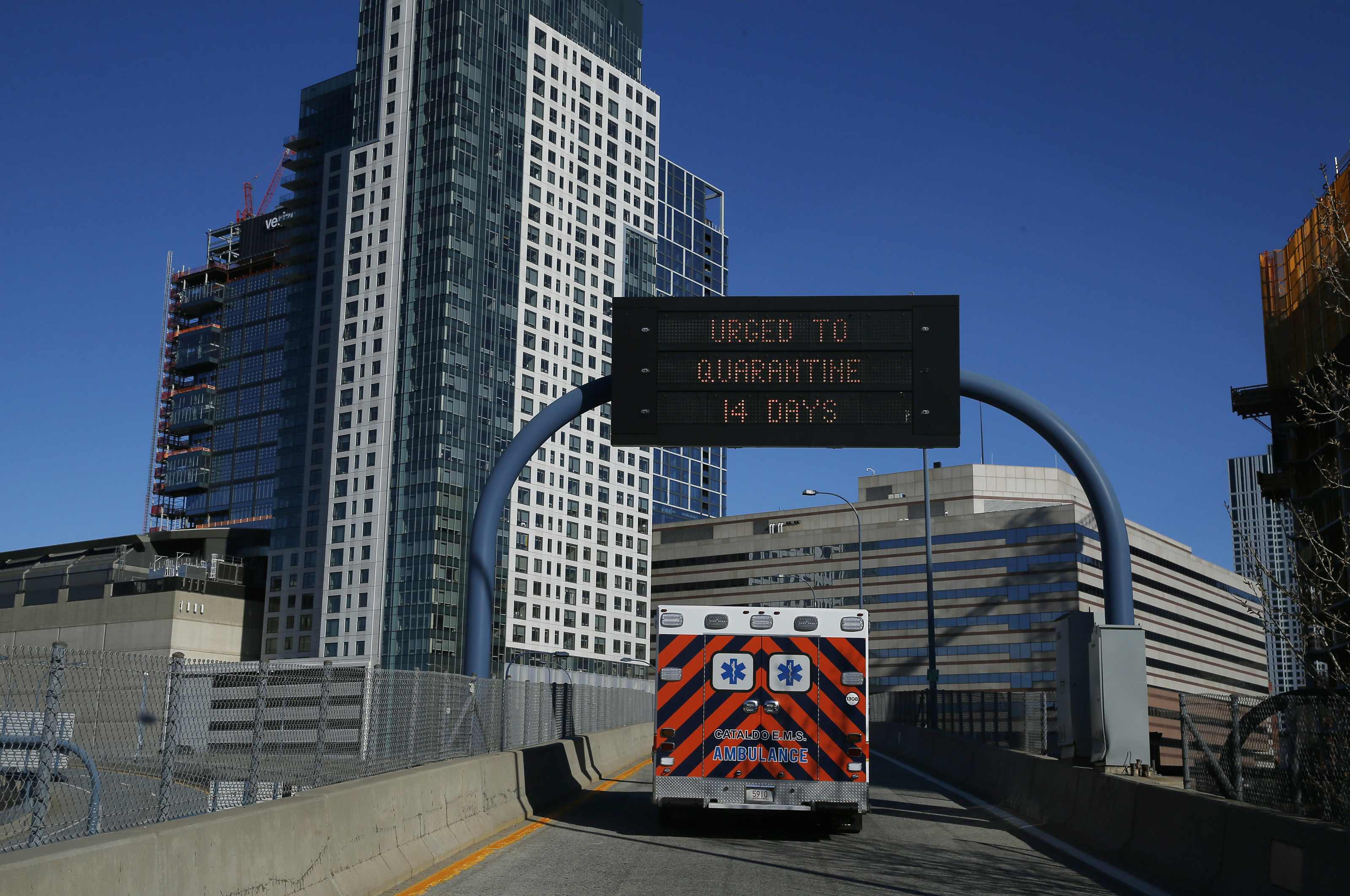 A Cataldo ambulance drove away from Massachusetts General Hospital.