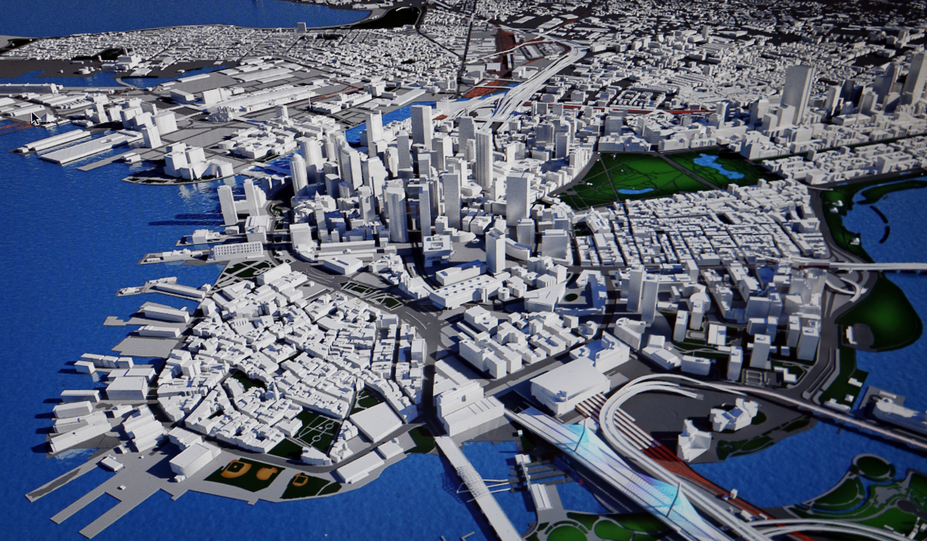 A 3-D version of Greater Boston was created with the $1.5 million computer model being developed by Boston 2024 to show the potential impact of the Olympic Games on the region.