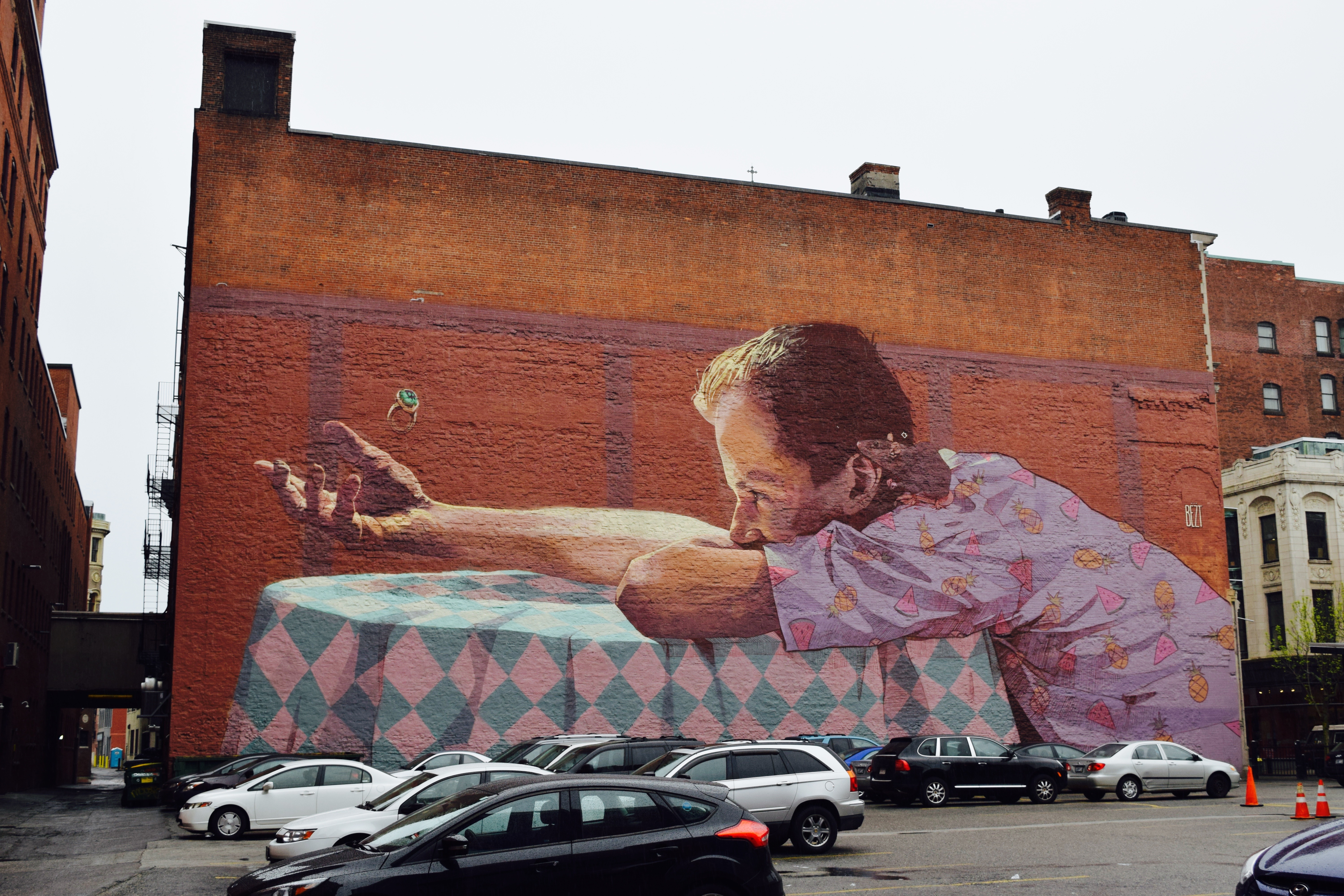 Graffiti artists Sainer and Bezt, collectively known as Etam Cru, painted this mural called “She Never Came.”