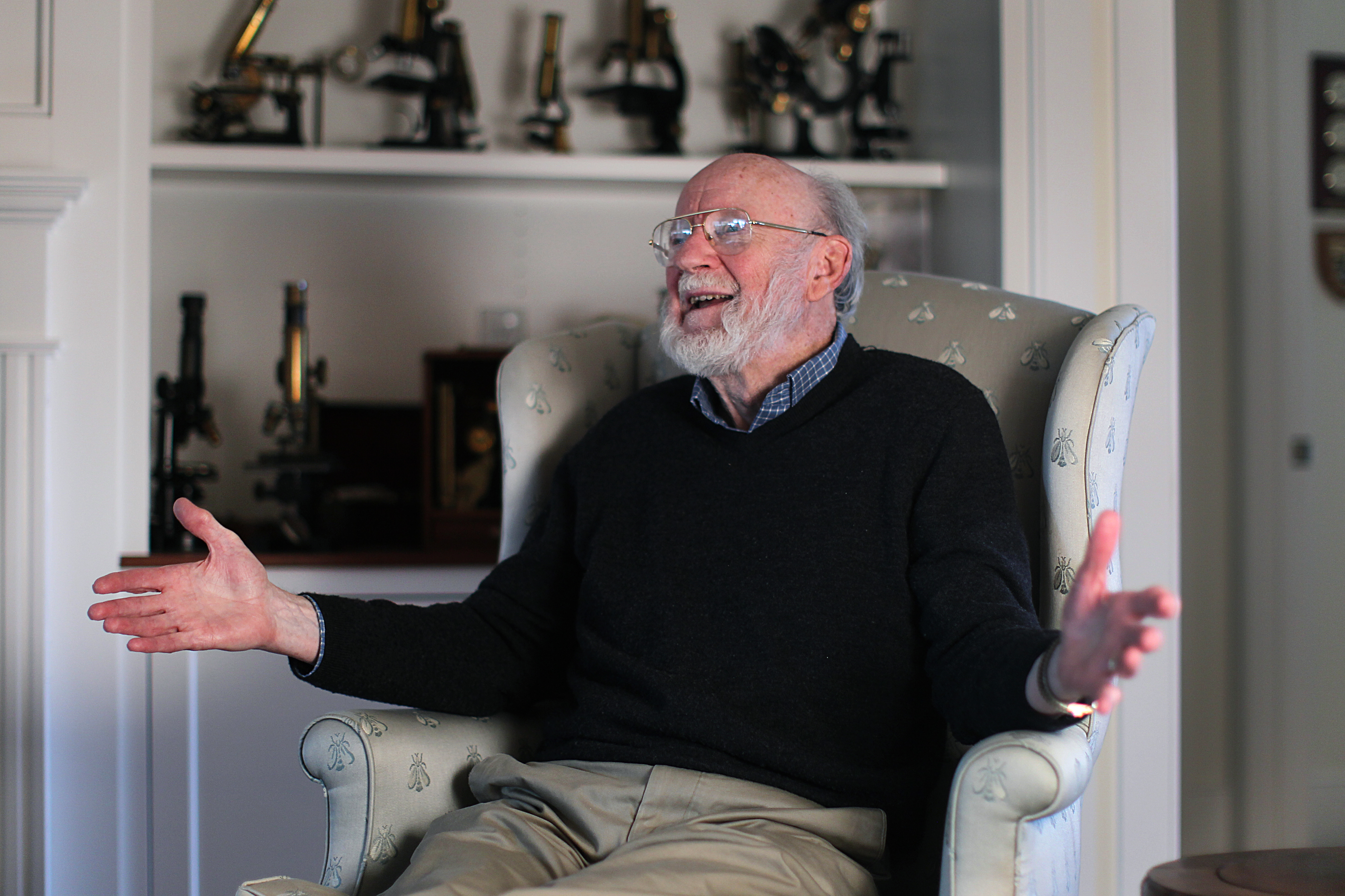 William Campbell in his North Andover home on Monday.