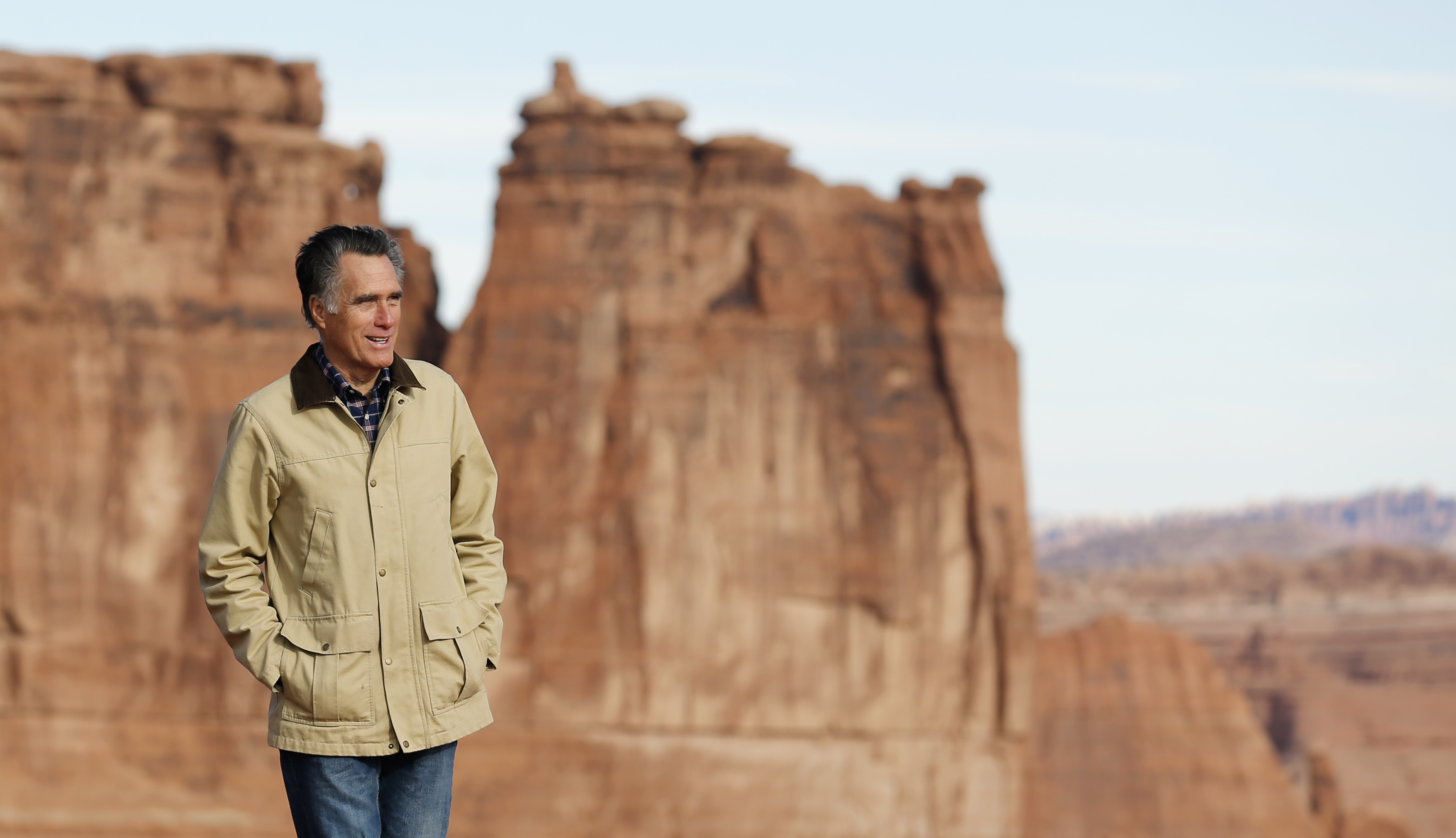 Mitt Romney walked during a tour of Arches National Park, near Moab, Utah.