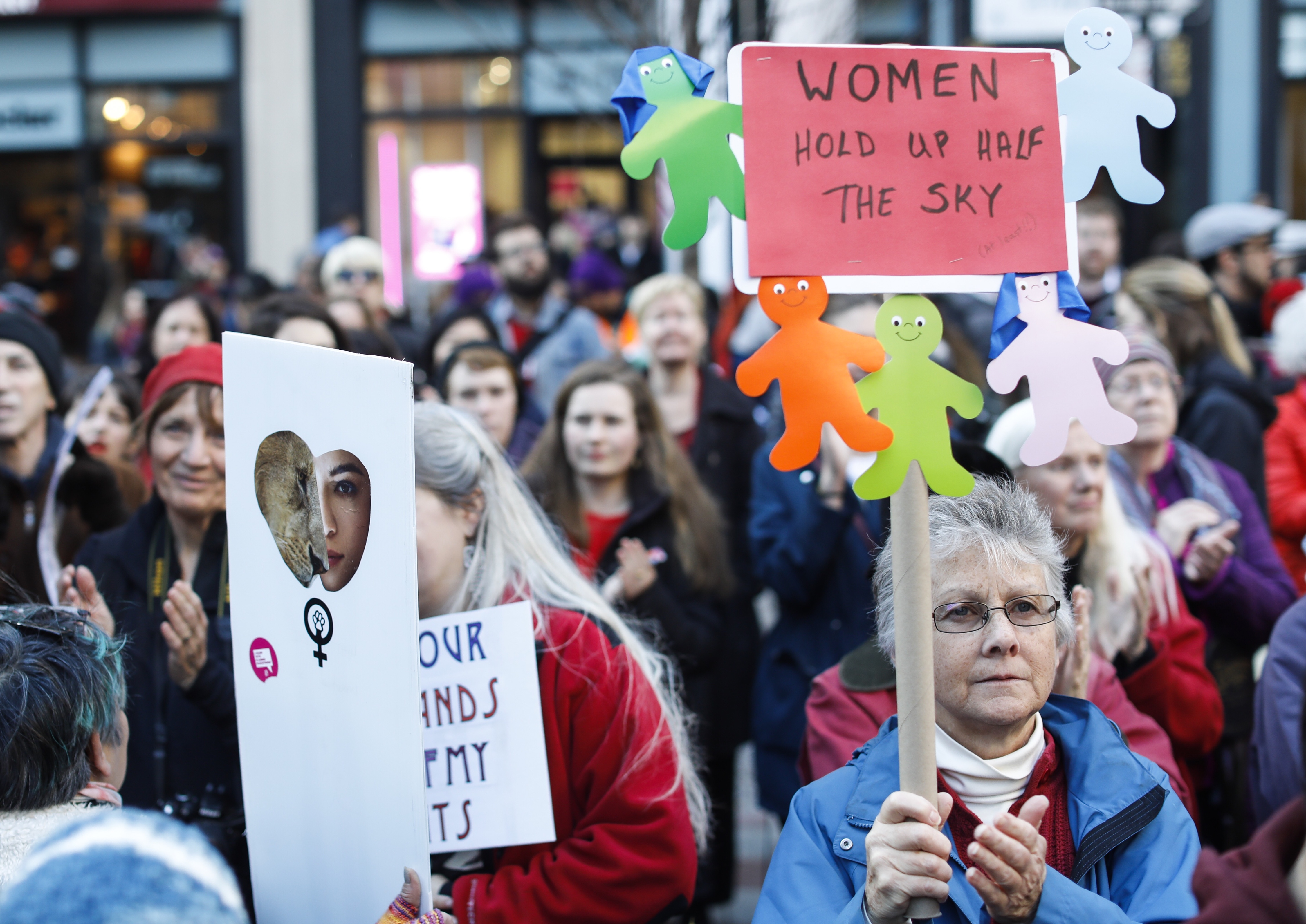 People took part in a rally in Downtown Crossing.