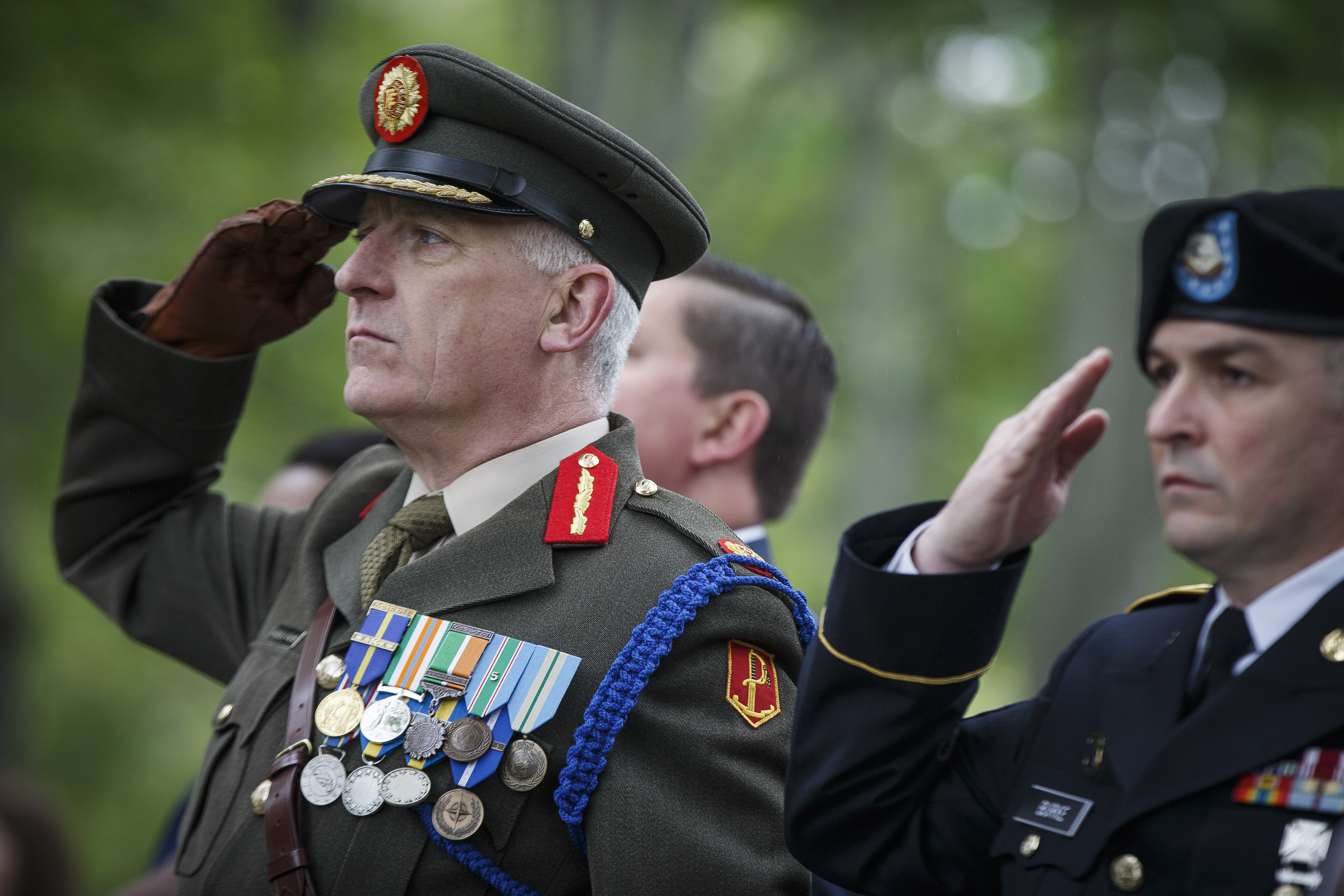 Brigadier General Peter O'Halloran saluted during a Memorial Day parade in Boston.