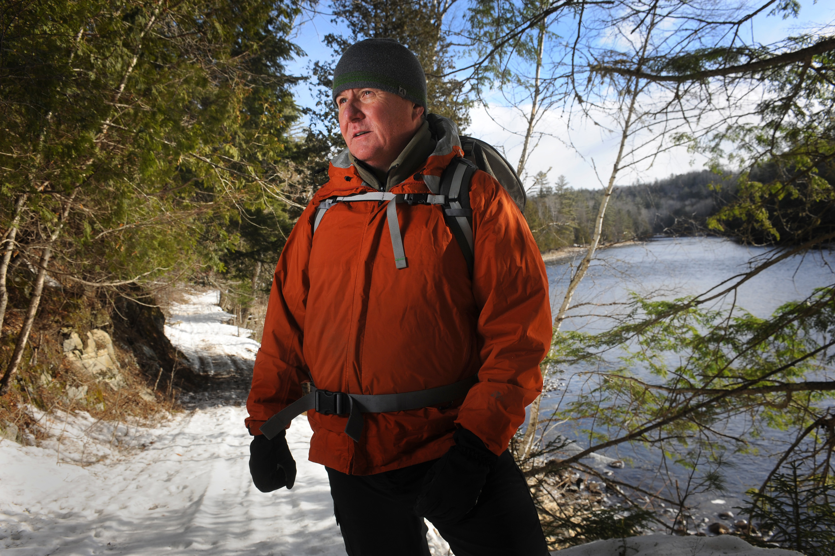 Walters showed visitors the area where a plan brings new high-voltage transmission lines across the pristine Kennebec Gorge.
