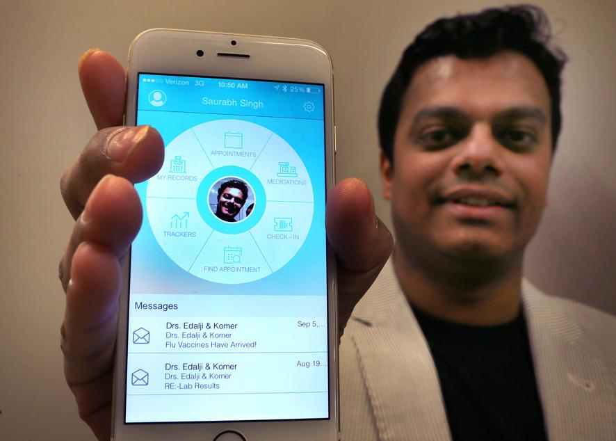 Saurabh R. Singh shows what it looks like when he signs on with the app.