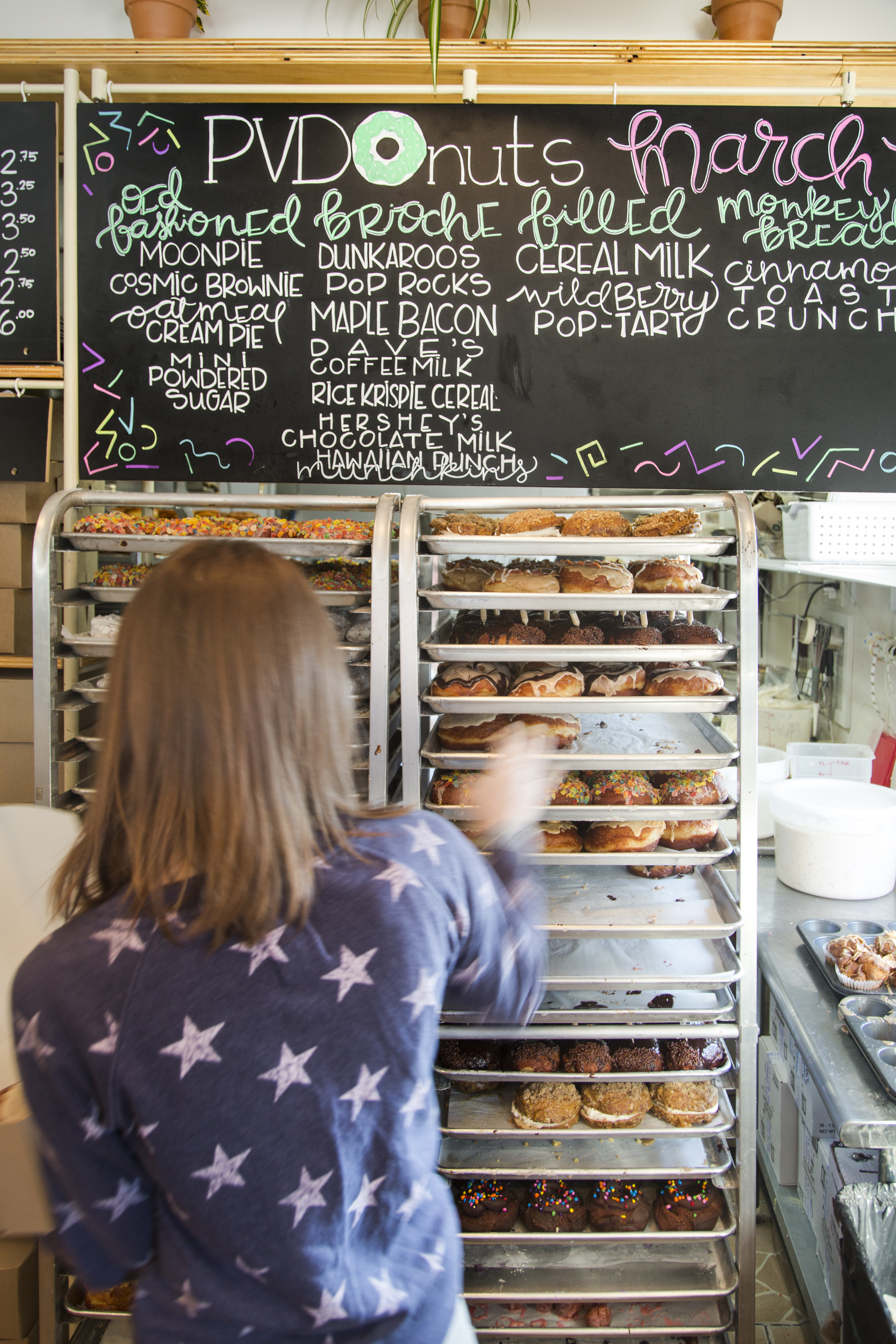 For sheer creativity, it’s hard to beat PVDonuts, where trays of fresh doughnuts are laden with sweet creations like Pop Rocks and Rice Krispie Cereal.