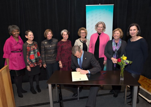 Governor Charlie Baker signed a proclamation designating January as “Women’s Leadership Month” in Massachusetts.