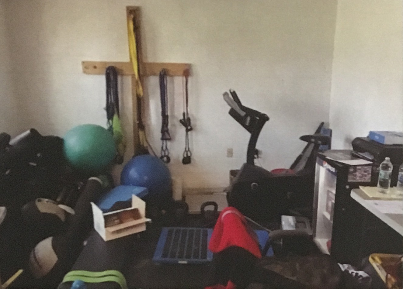 MLB deputy commissioner Dan Halem displayed photos of what he said were examples of minor league owners not addressing subpar facilities. Above is a weight room in Hagerstown, Md., in the clubhouse of a Single A team. Below is an outdoor weight room for a Single A team in Frederick, Md., and at bottom is a visitors’ clubhouse for a rookie league affiliate.
