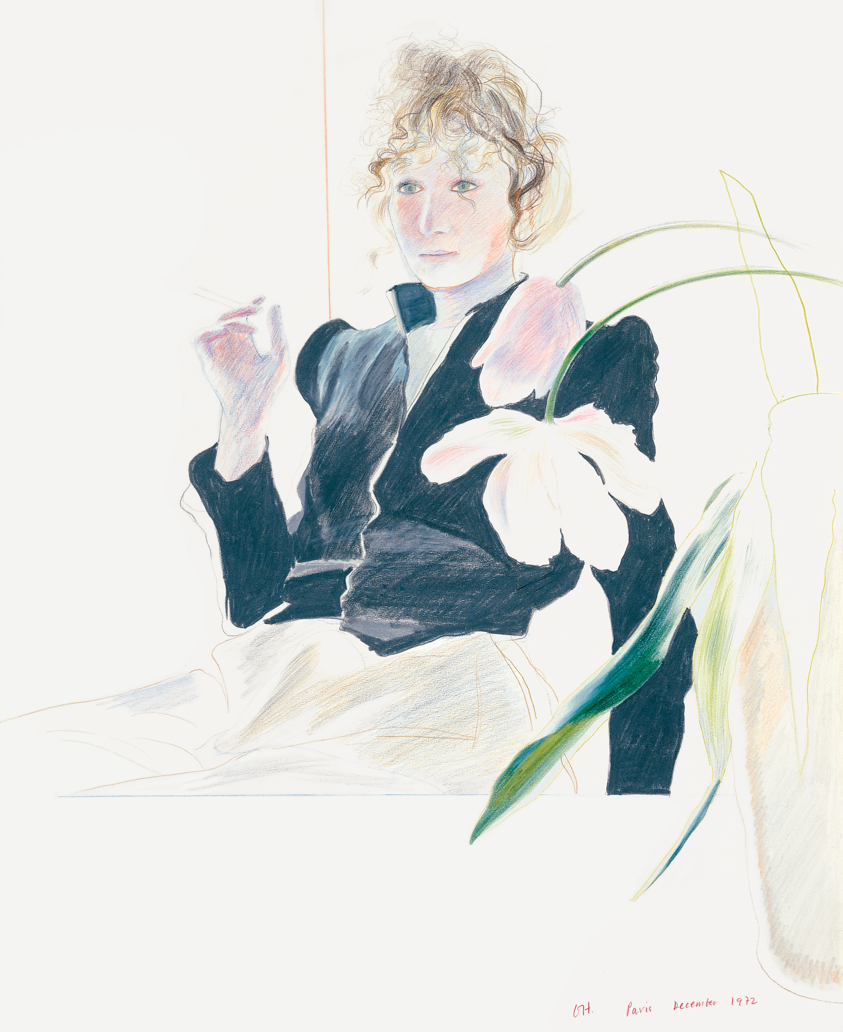 “Celia in a Black Dress With White Flowers”