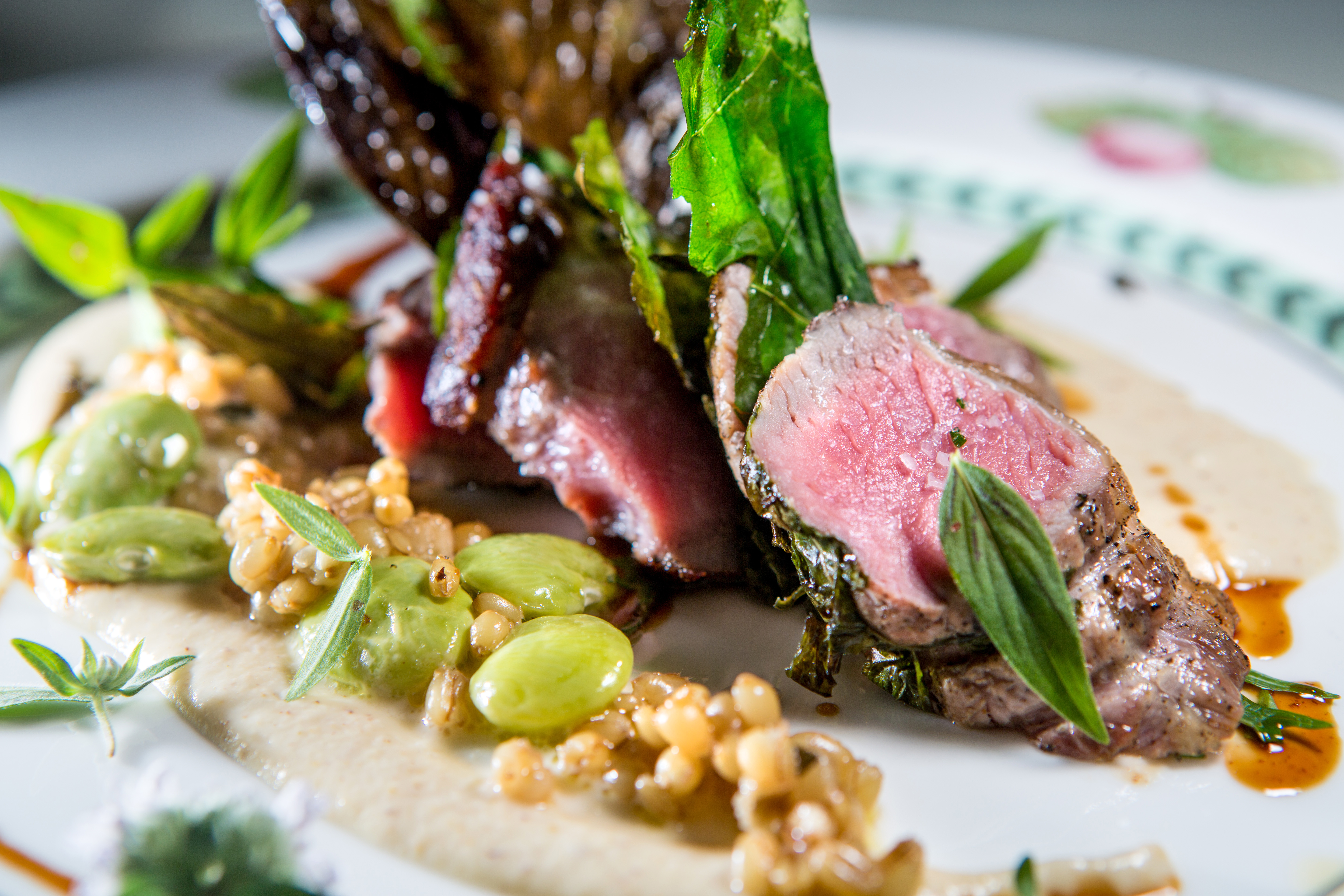 At Bondir in Cambridge, Vermont lamb with Maine turnips, lima beans, mustard greens, wheat berries.