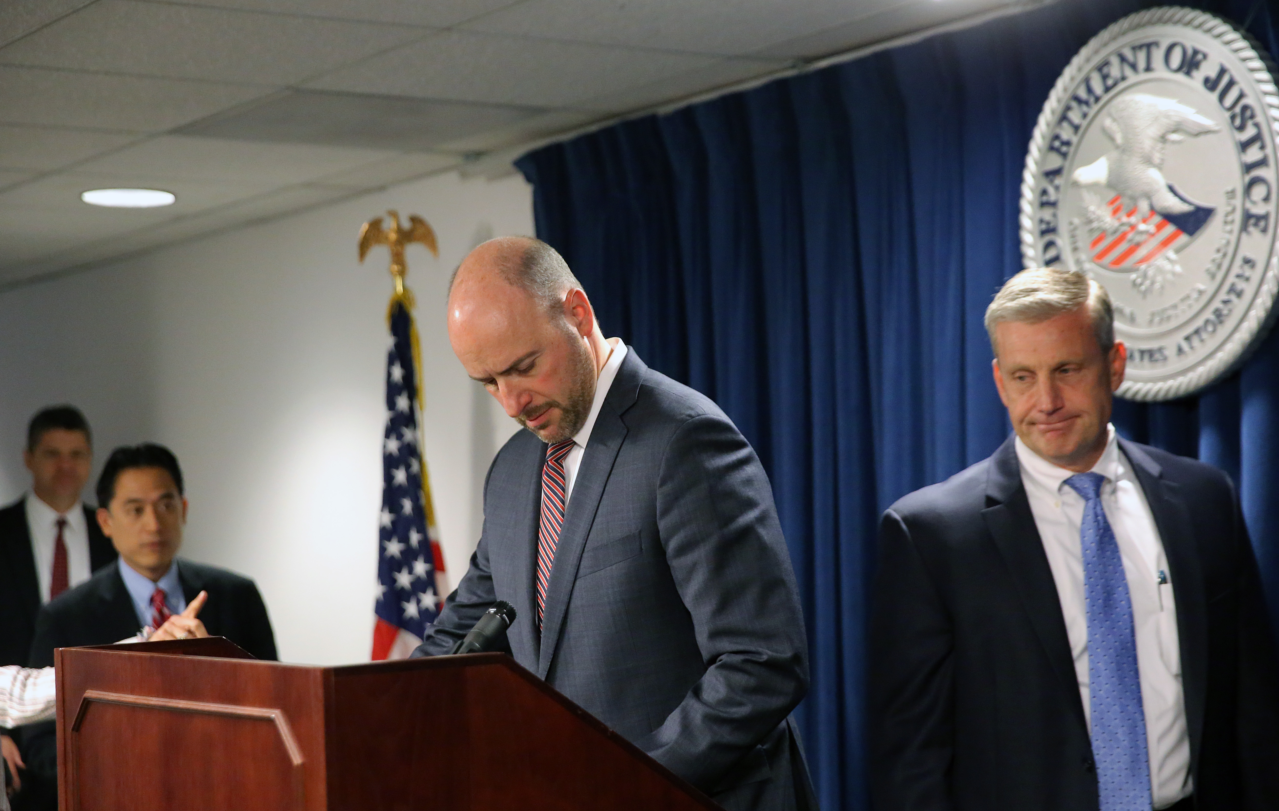 US Attorney Andrew E. Lelling (left) and FBI special agent in charge Hank Shaw.
