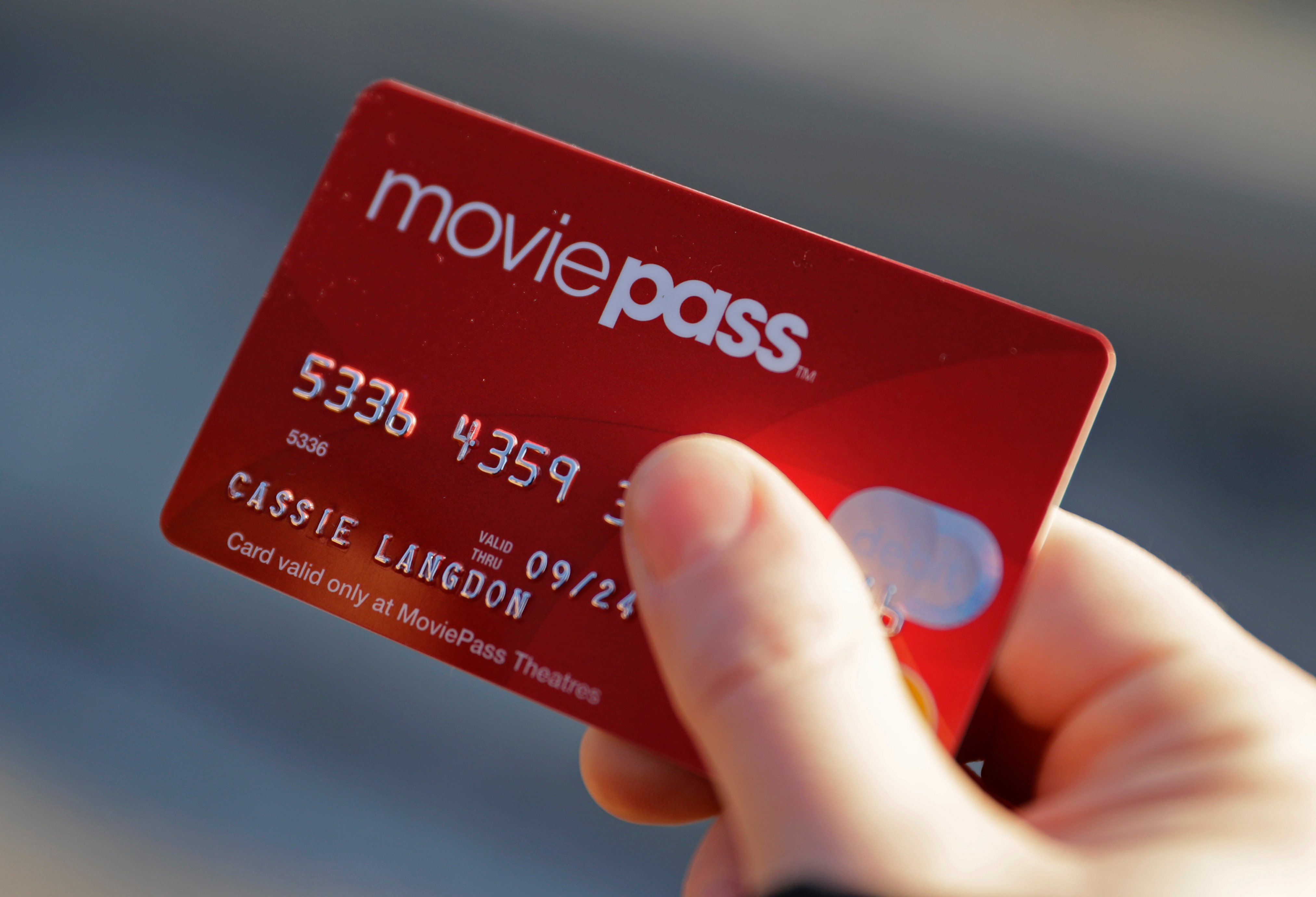 A card for MoviePass, the discount service for film tickets.